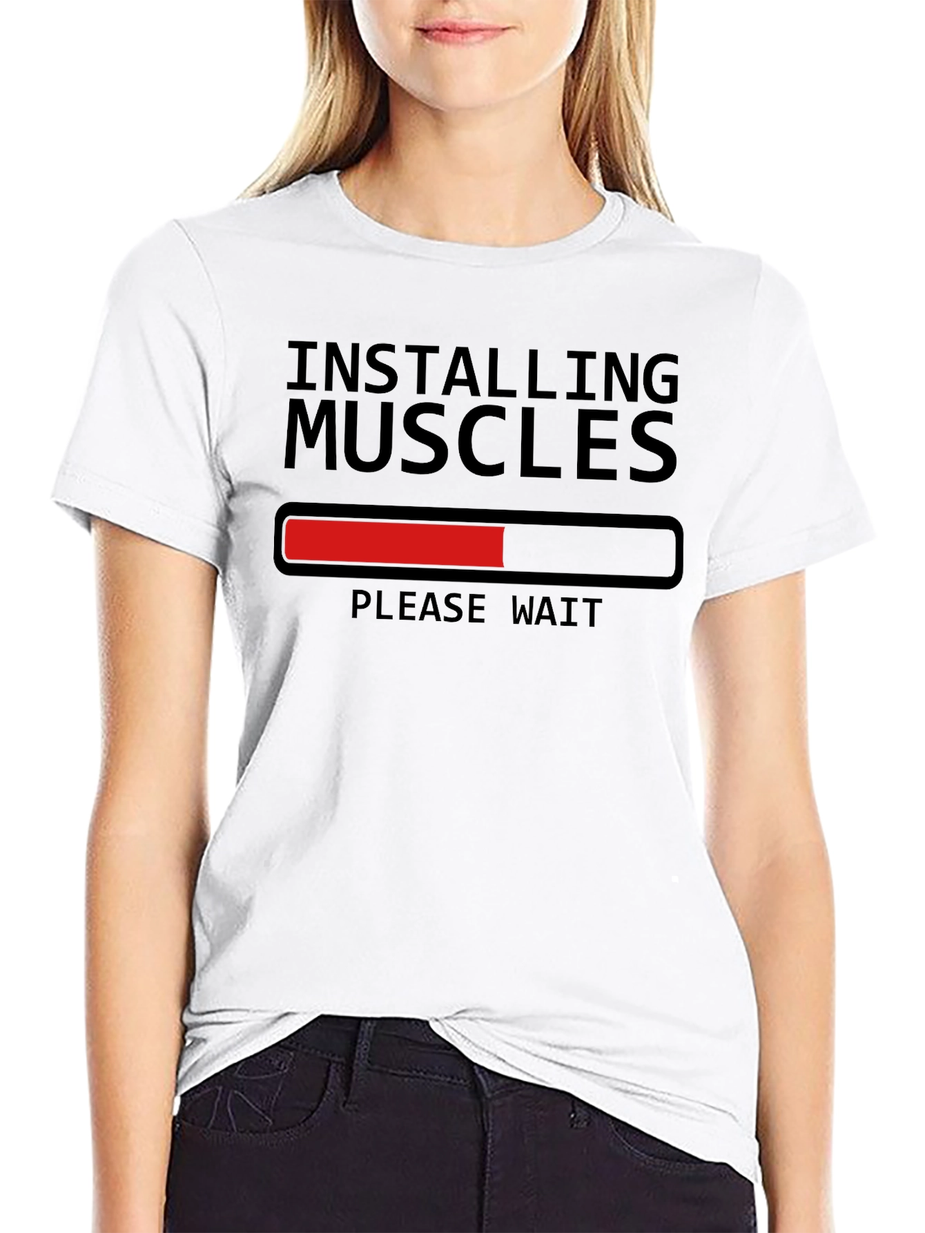 Installing Muscles T-Shirt Funny Gym Workout Tee