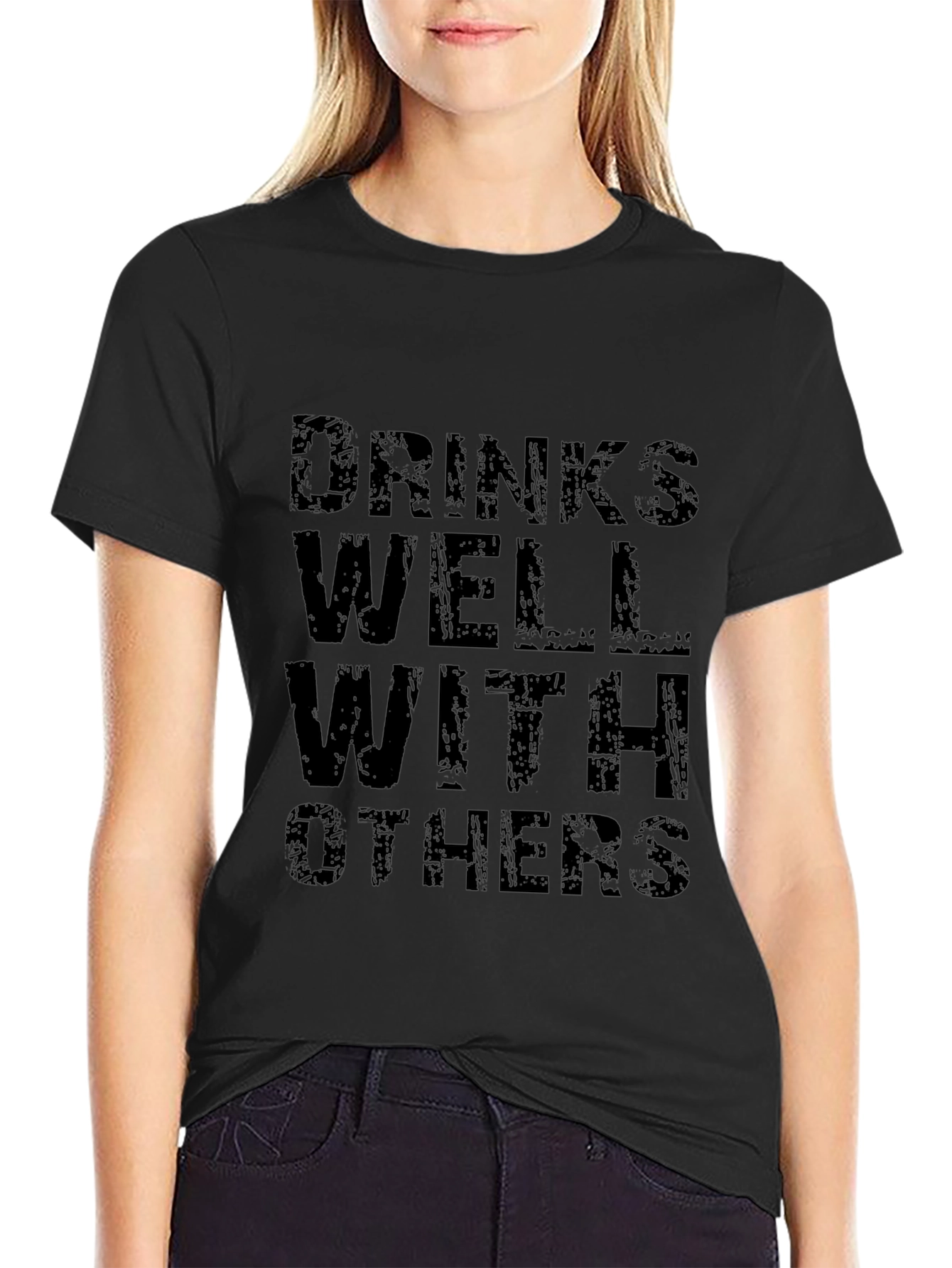Drinks Well With Others Black Graphic T-Shirt