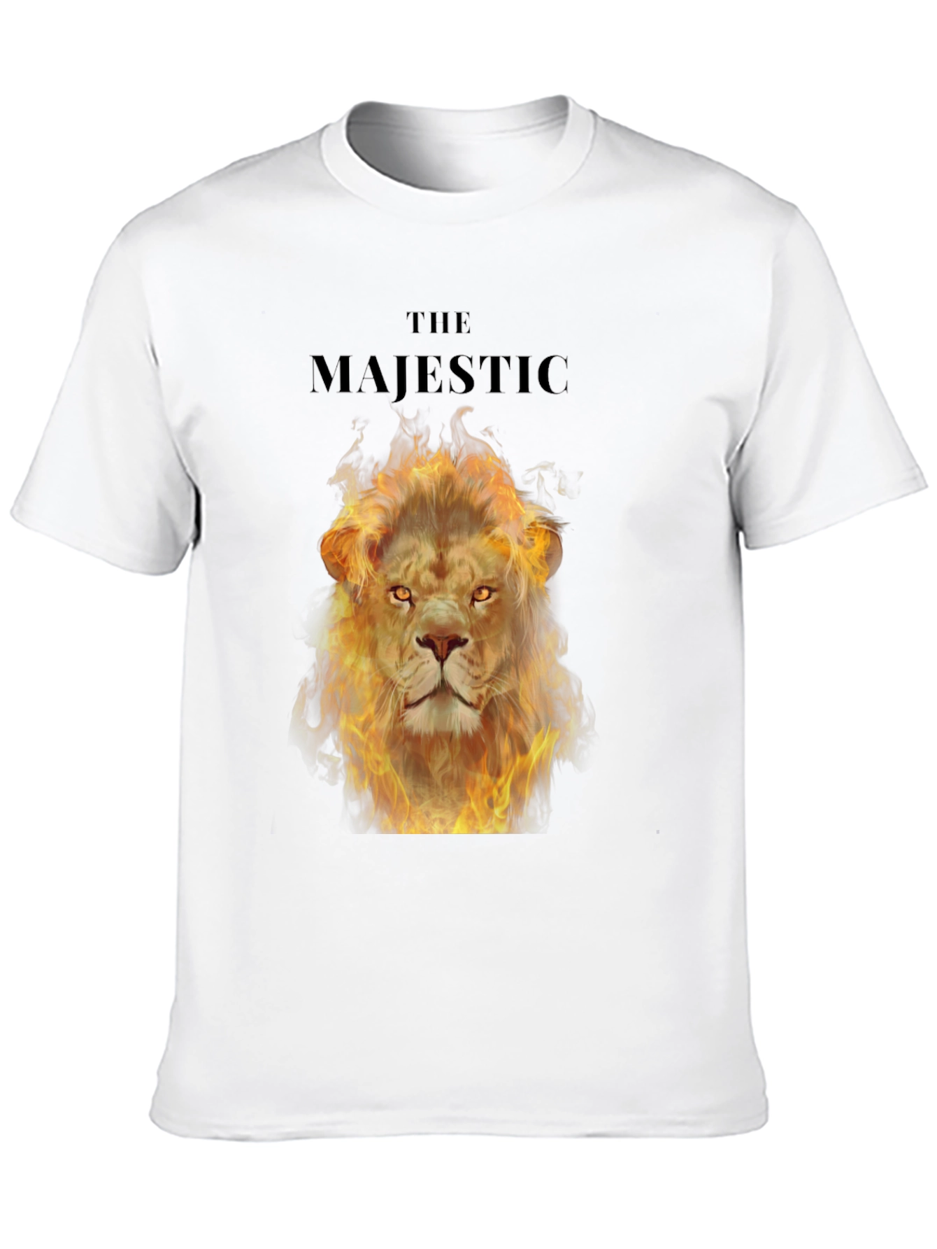 Majestic Fire Lion Graphic T-Shirt - Bold Black Tee