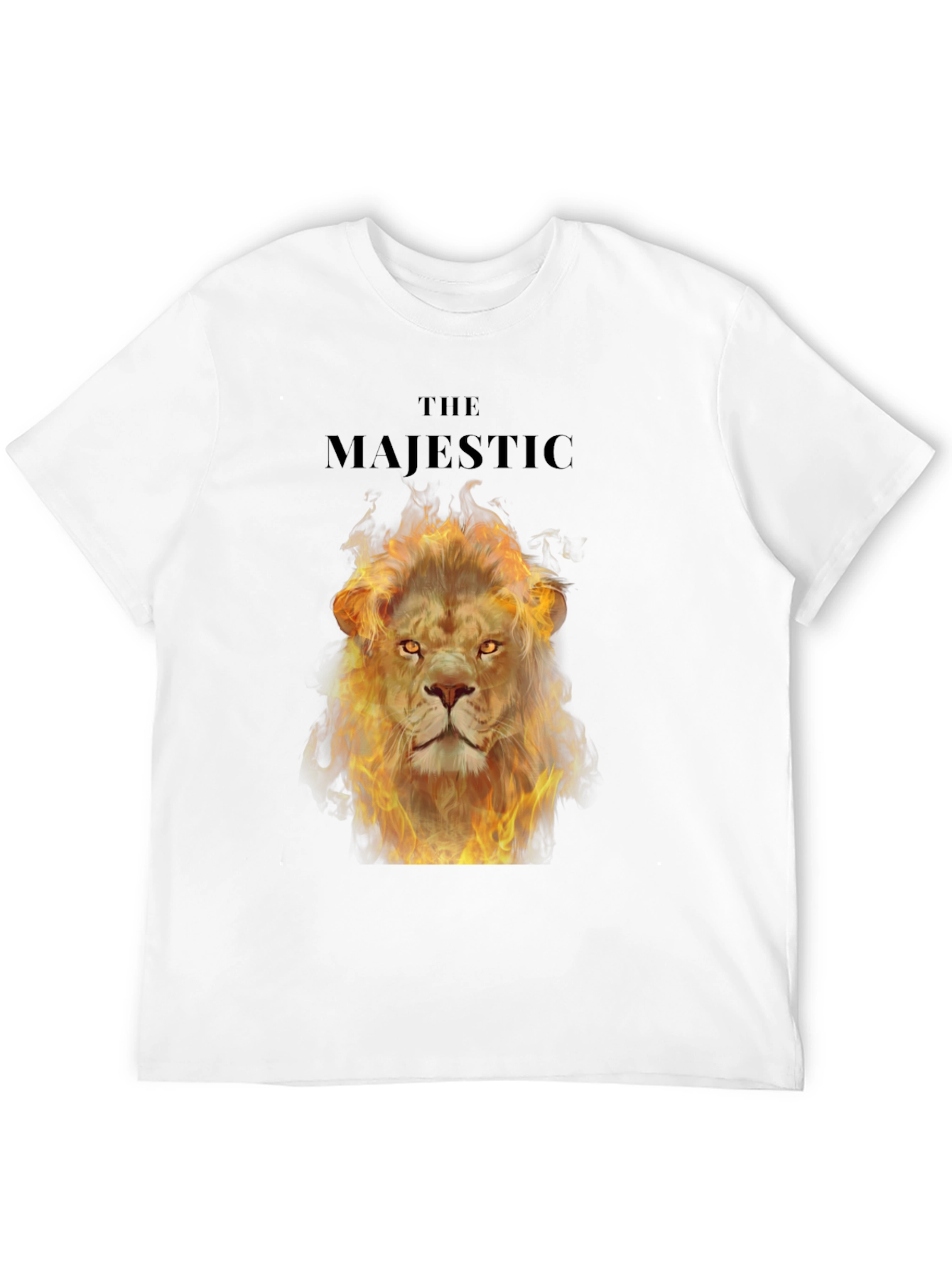 Majestic Fire Lion Graphic T-Shirt - Bold Black Tee