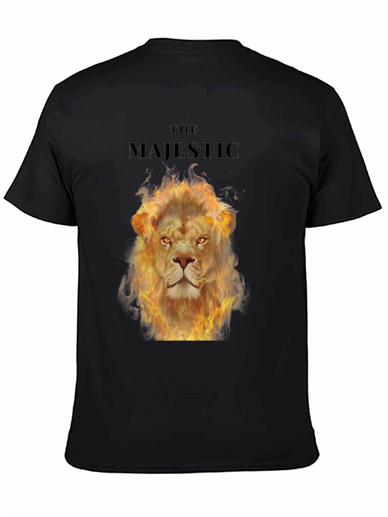 Majestic Fire Lion Graphic T-Shirt - Bold Black Tee