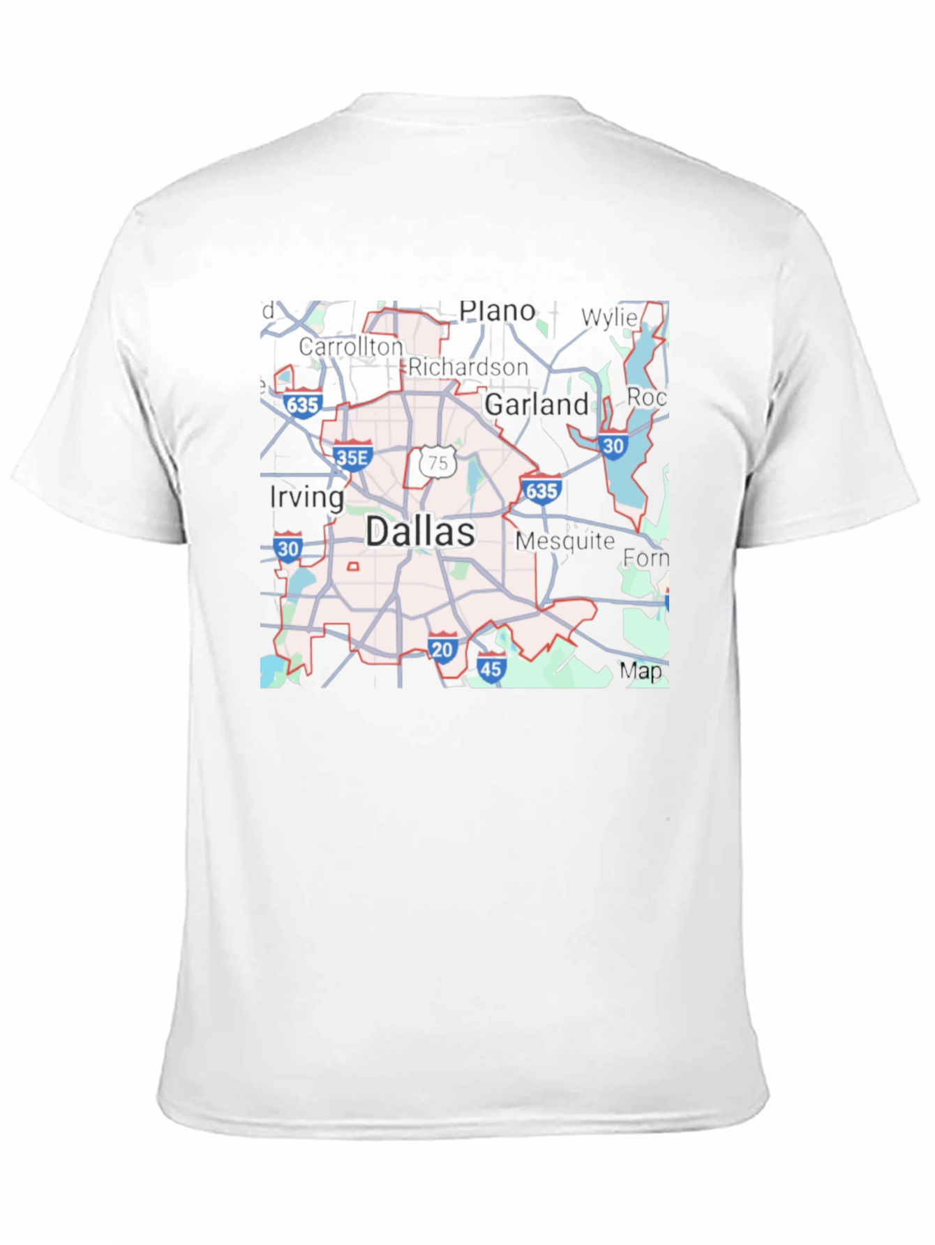 Dallas Map T-Shirt - City Roads & Highways