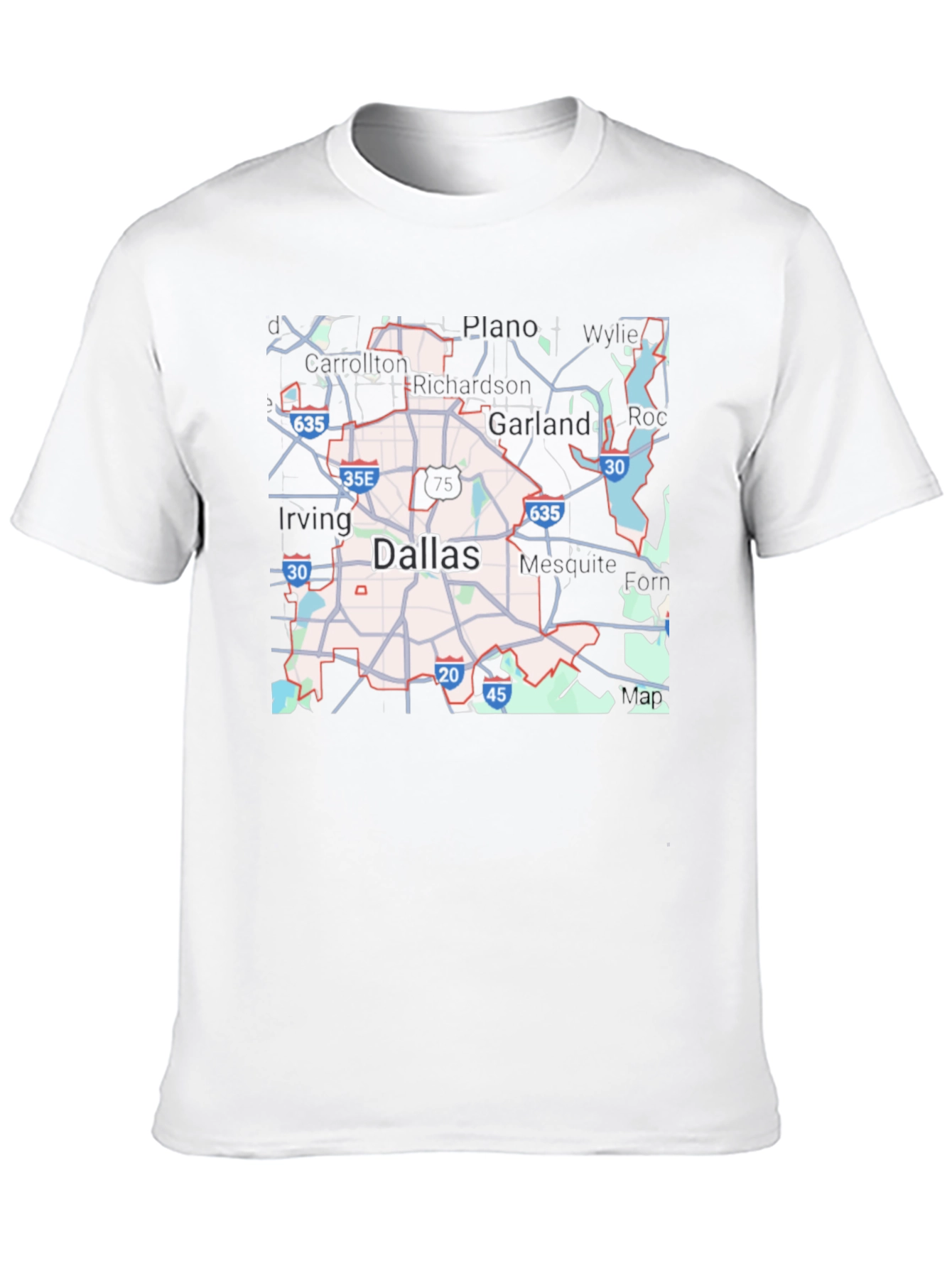 Dallas Map T-Shirt - City Roads & Highways