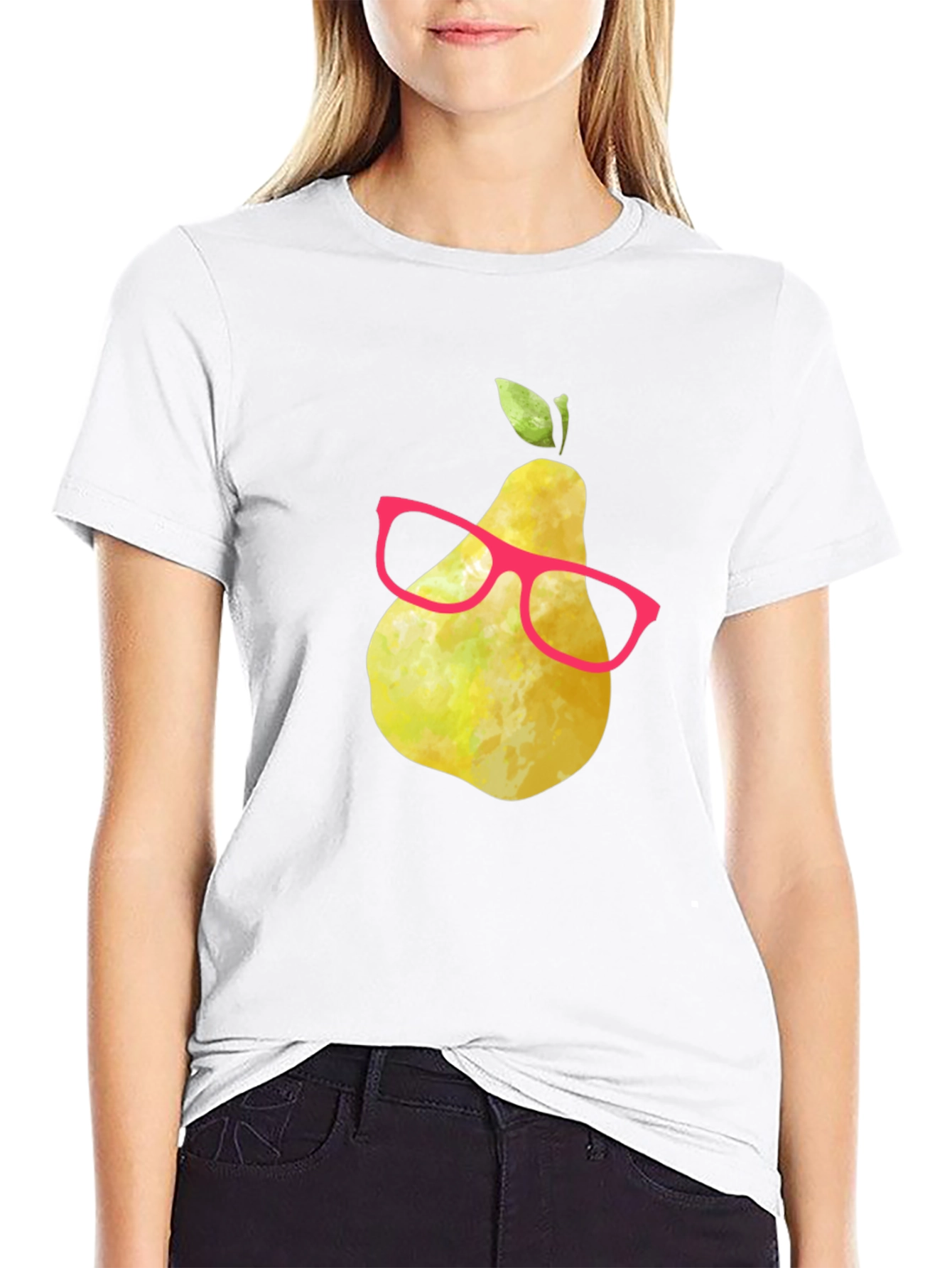 Funny Pear with Glasses Graphic Tee
