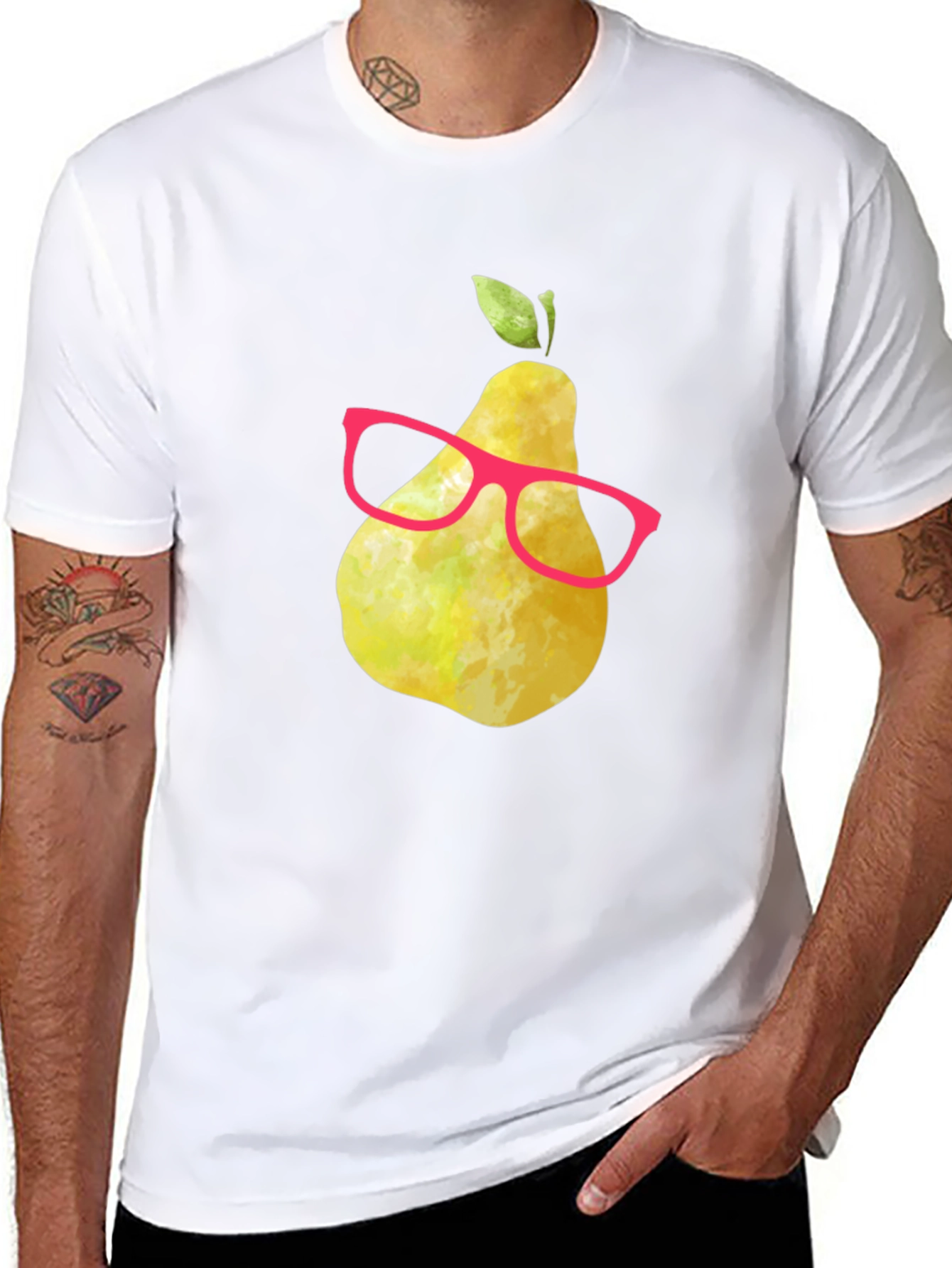 Funny Pear with Glasses Graphic Tee