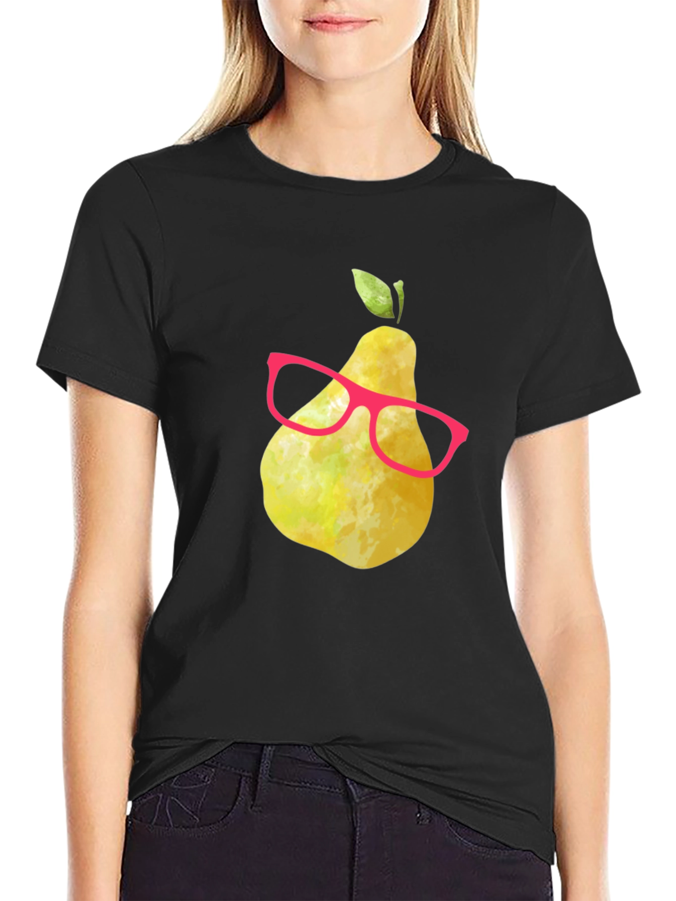 Funny Pear with Glasses Graphic Tee