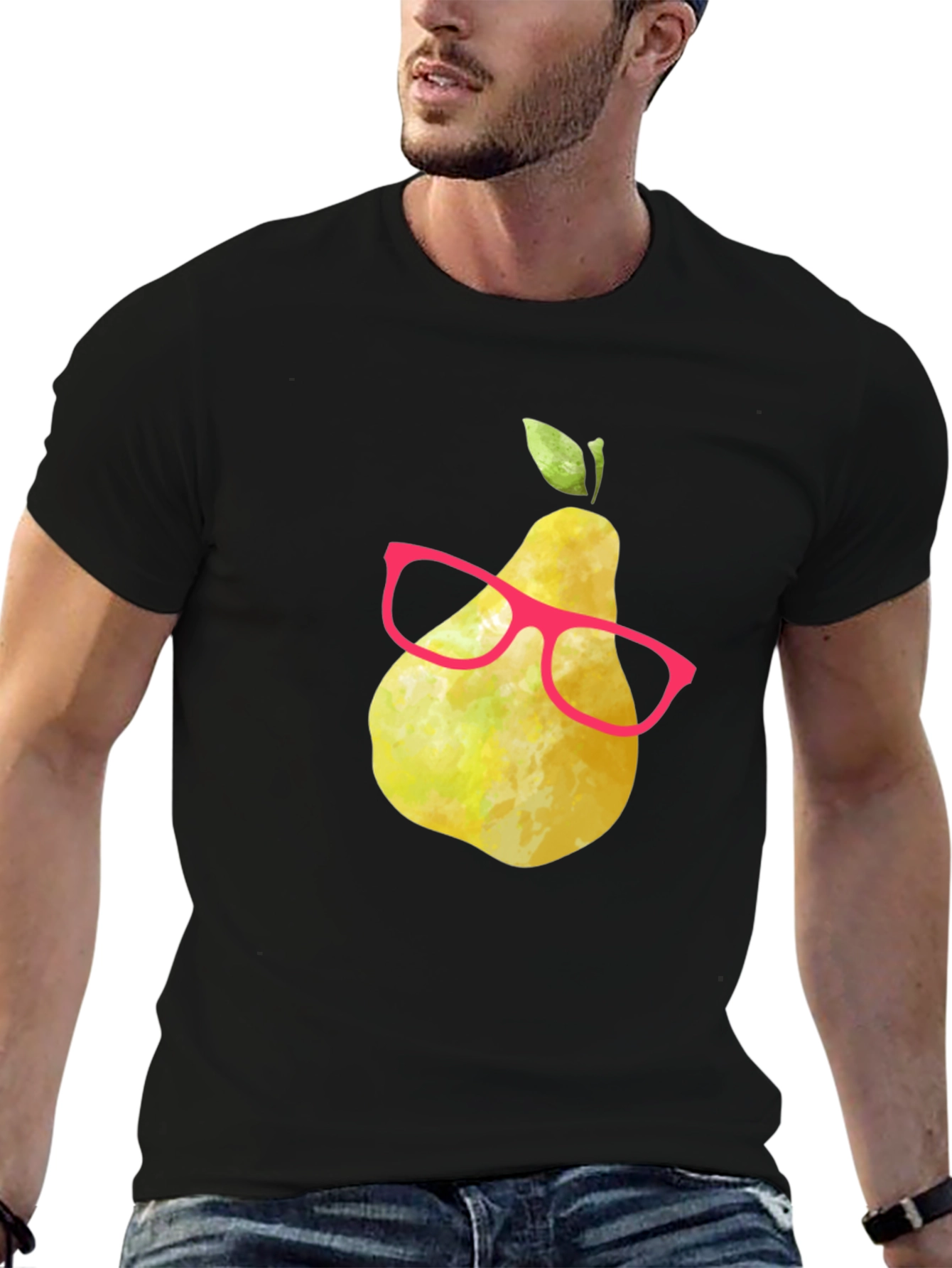 Funny Pear with Glasses Graphic Tee