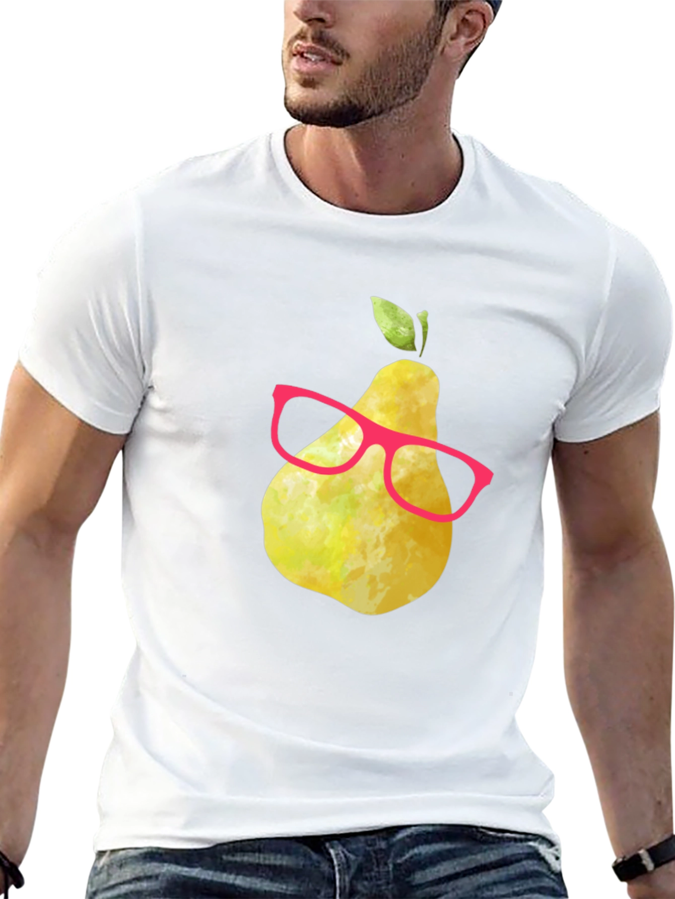 Funny Pear with Glasses Graphic Tee