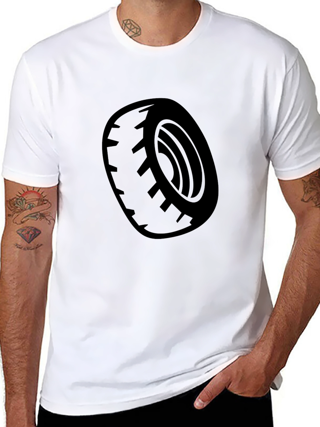 Black Tire Graphic Tee - Casual Style