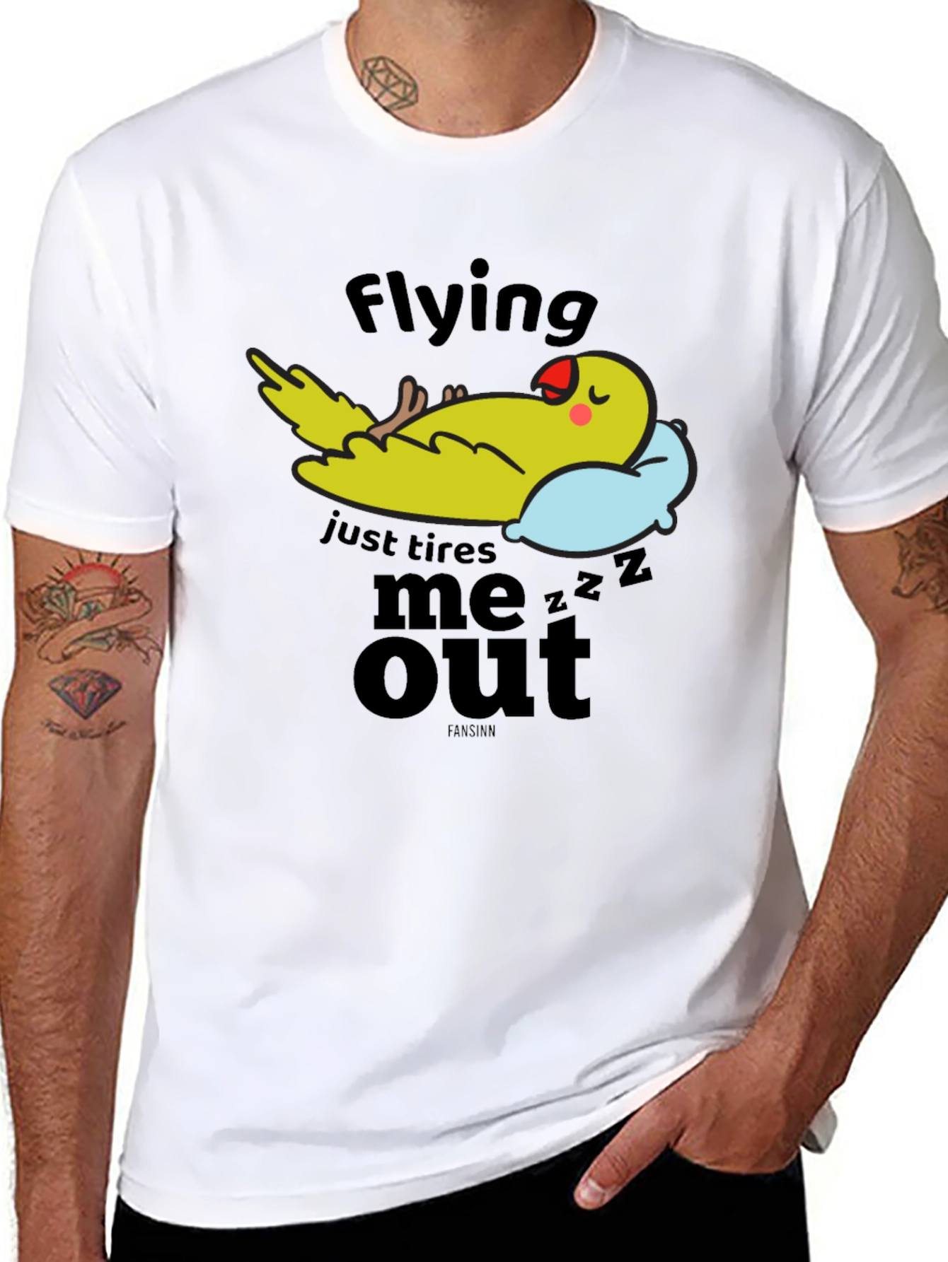 Funny Parrot Nap T-Shirt - Flying Tires Me Out