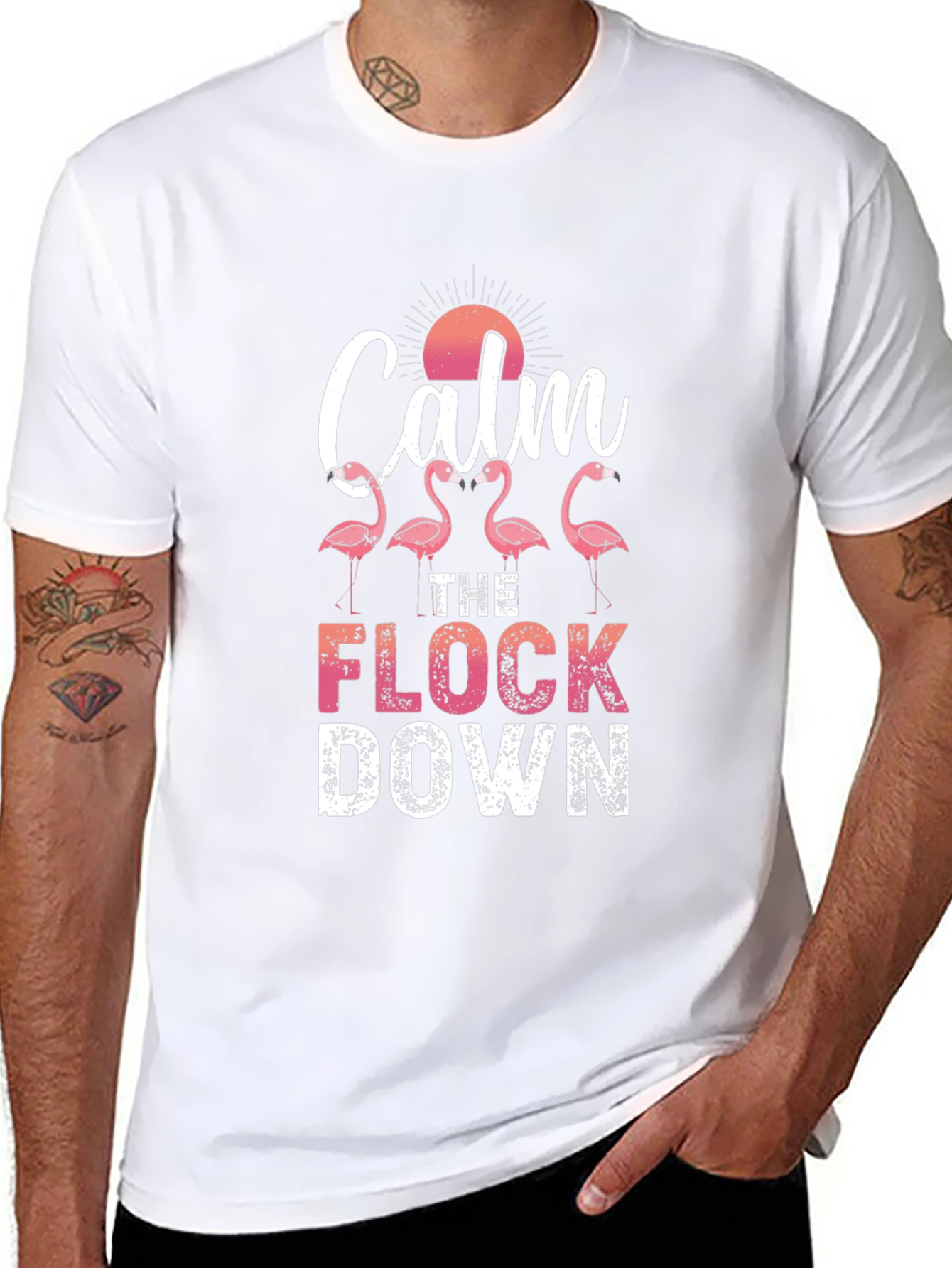 Calm The Flock Down Flamingo Graphic Tee