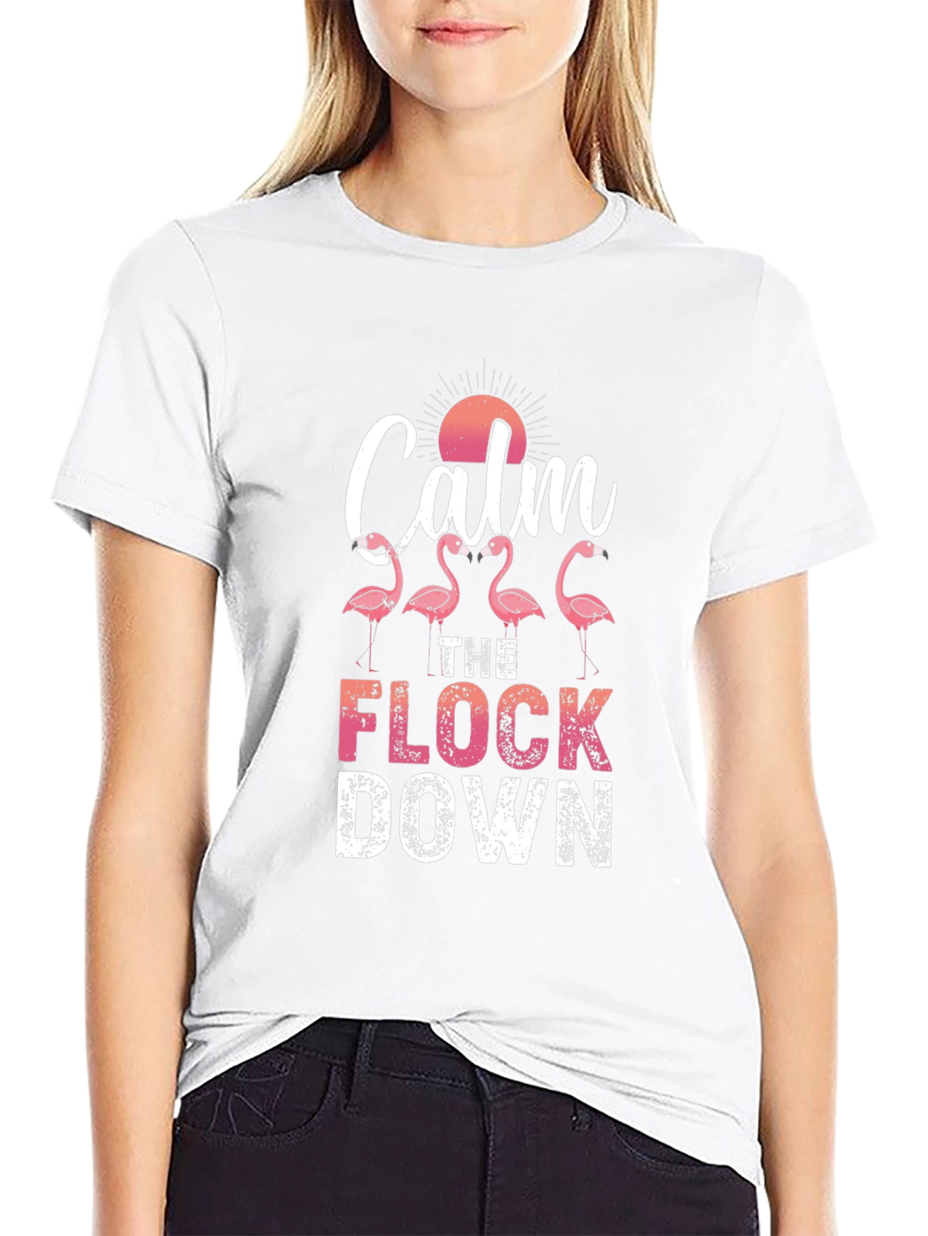 Calm The Flock Down Flamingo Graphic Tee