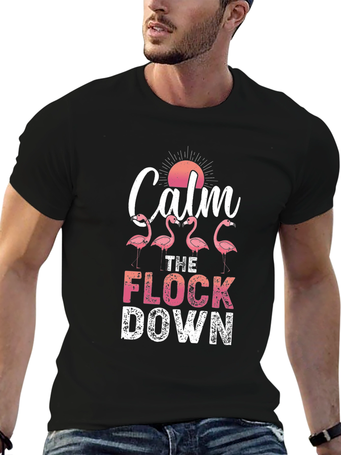 Calm The Flock Down Flamingo Graphic Tee