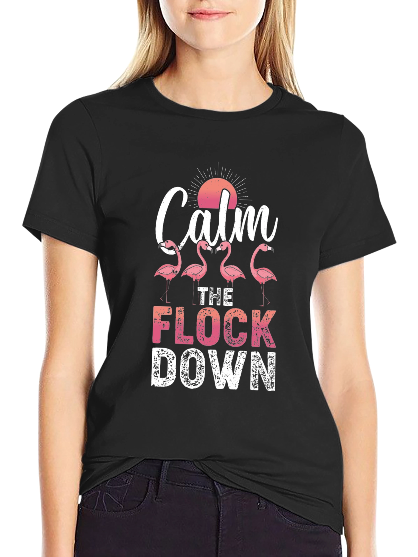 Calm The Flock Down Flamingo Graphic Tee