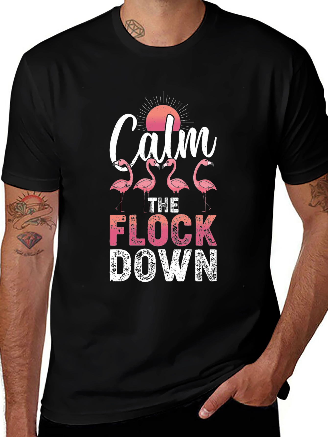 Calm The Flock Down Flamingo Graphic Tee