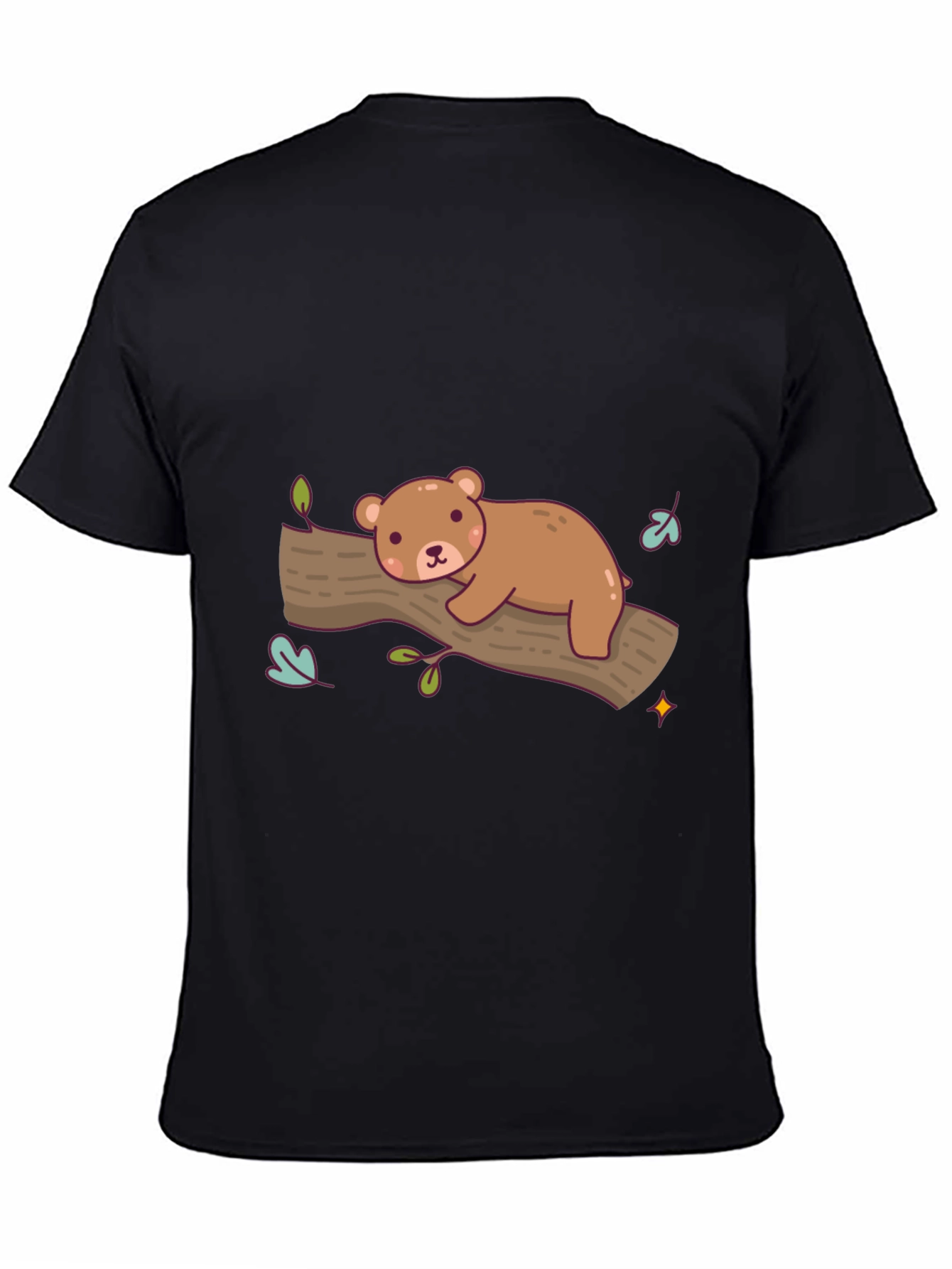 Cute Bear on Branch Graphic T-Shirt - Relaxed Fit