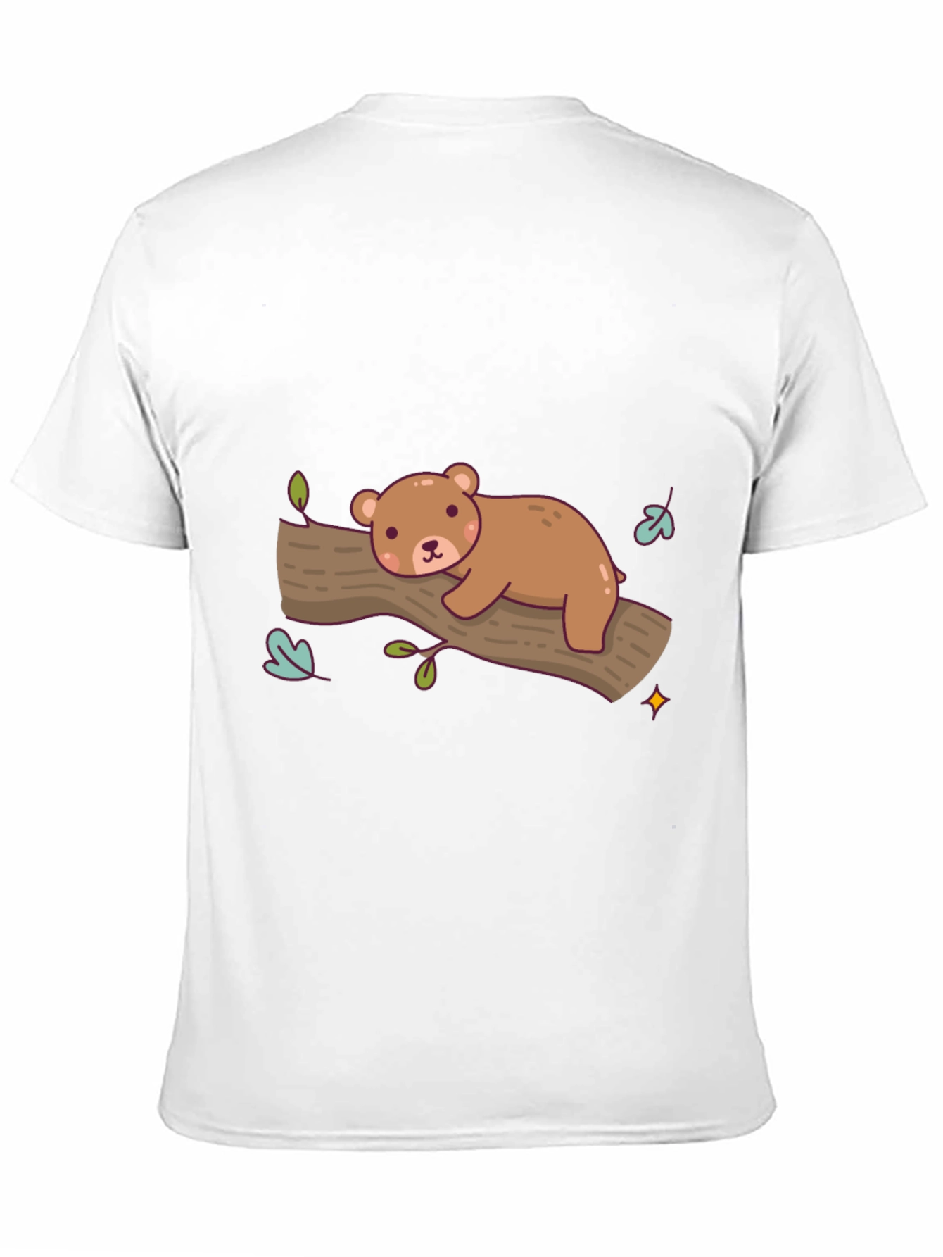 Cute Bear on Branch Graphic T-Shirt - Relaxed Fit