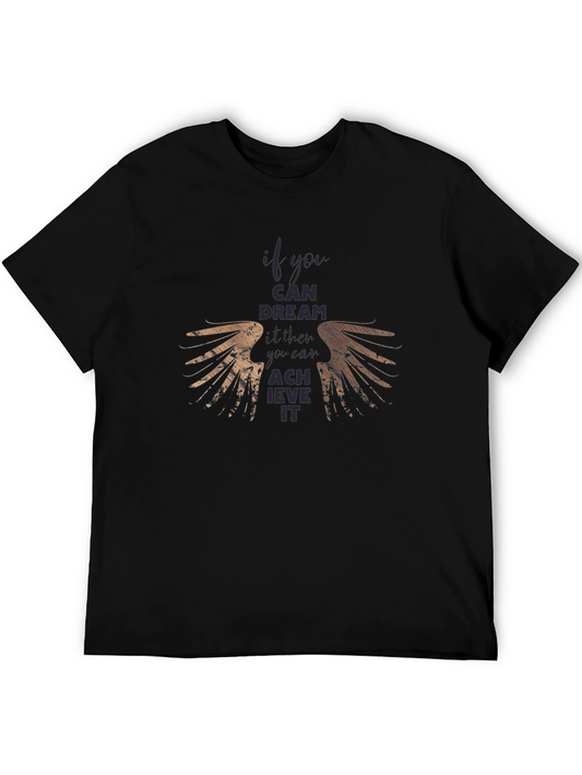Motivational Wings Graphic Black T-Shirt