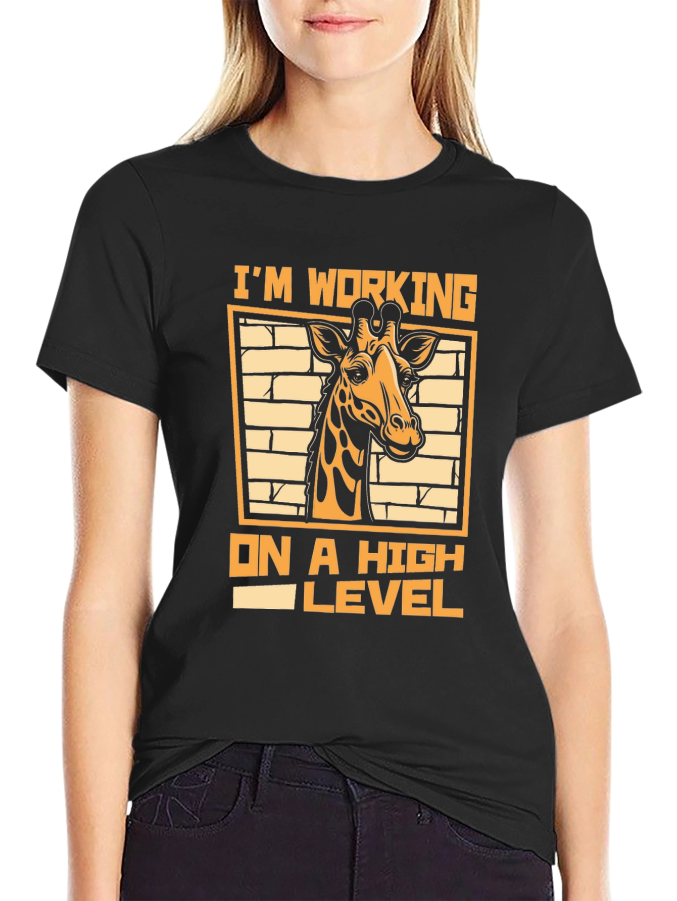 Working On A High Level Giraffe Graphic Tee