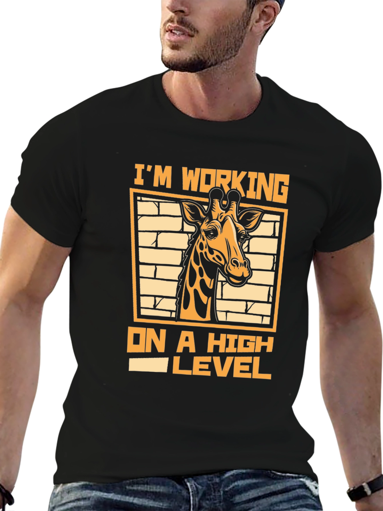 Working On A High Level Giraffe Graphic Tee