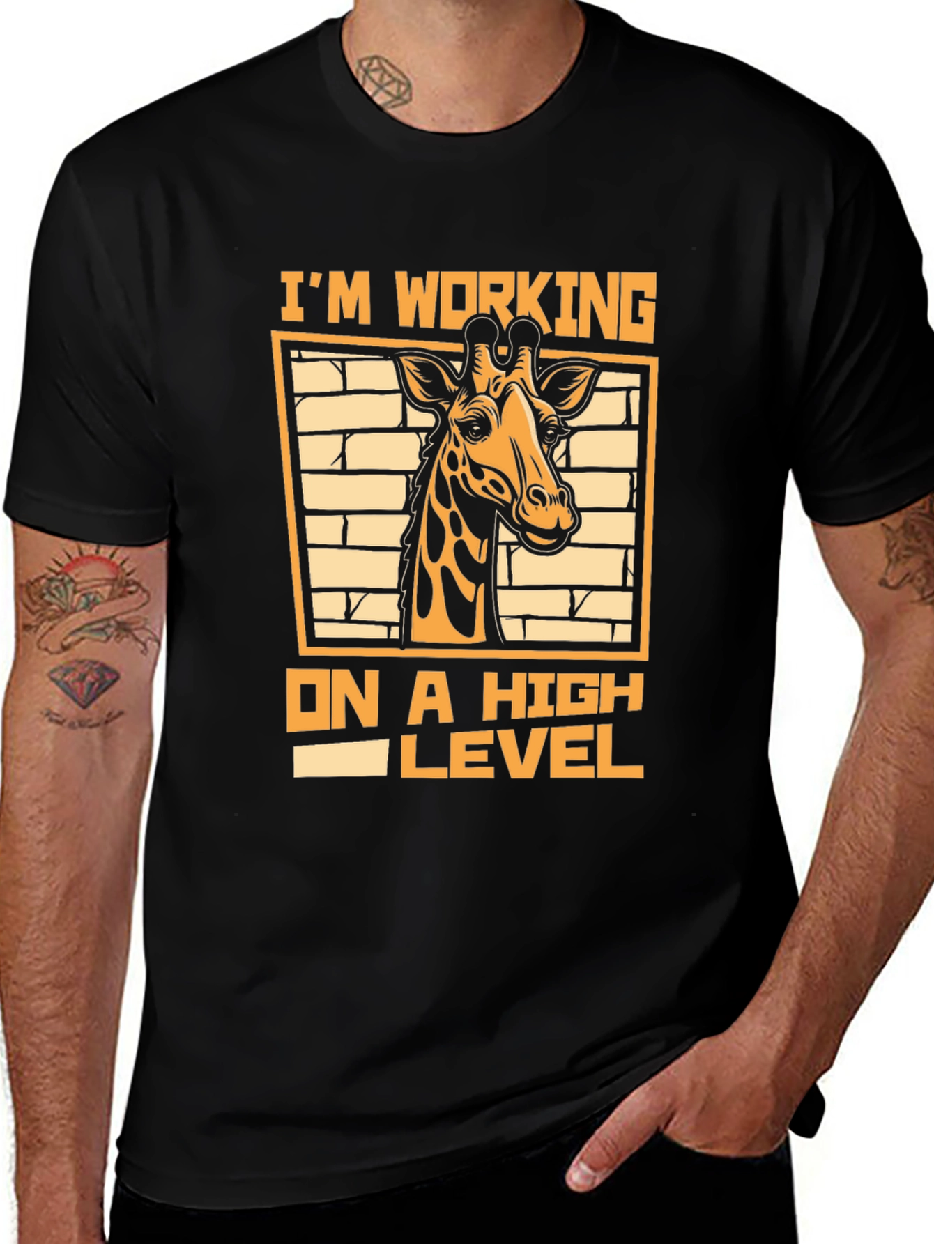 Working On A High Level Giraffe Graphic Tee