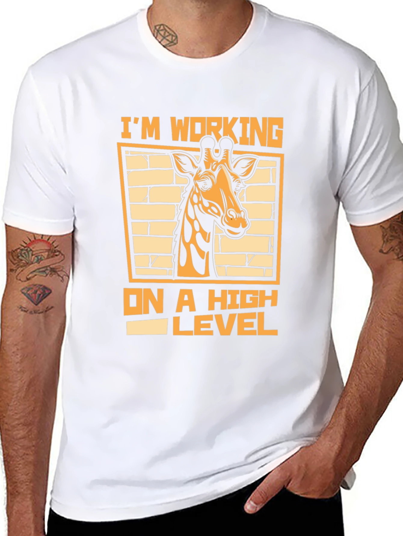 Working On A High Level Giraffe Graphic Tee