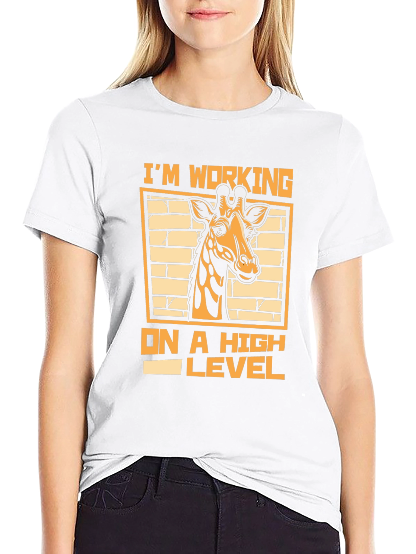 Working On A High Level Giraffe Graphic Tee