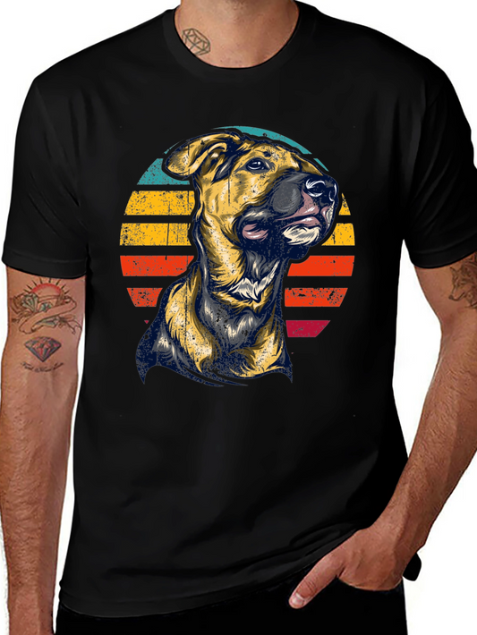 Vintage Dog Graphic Tee - Retro Style Black T-Shirt