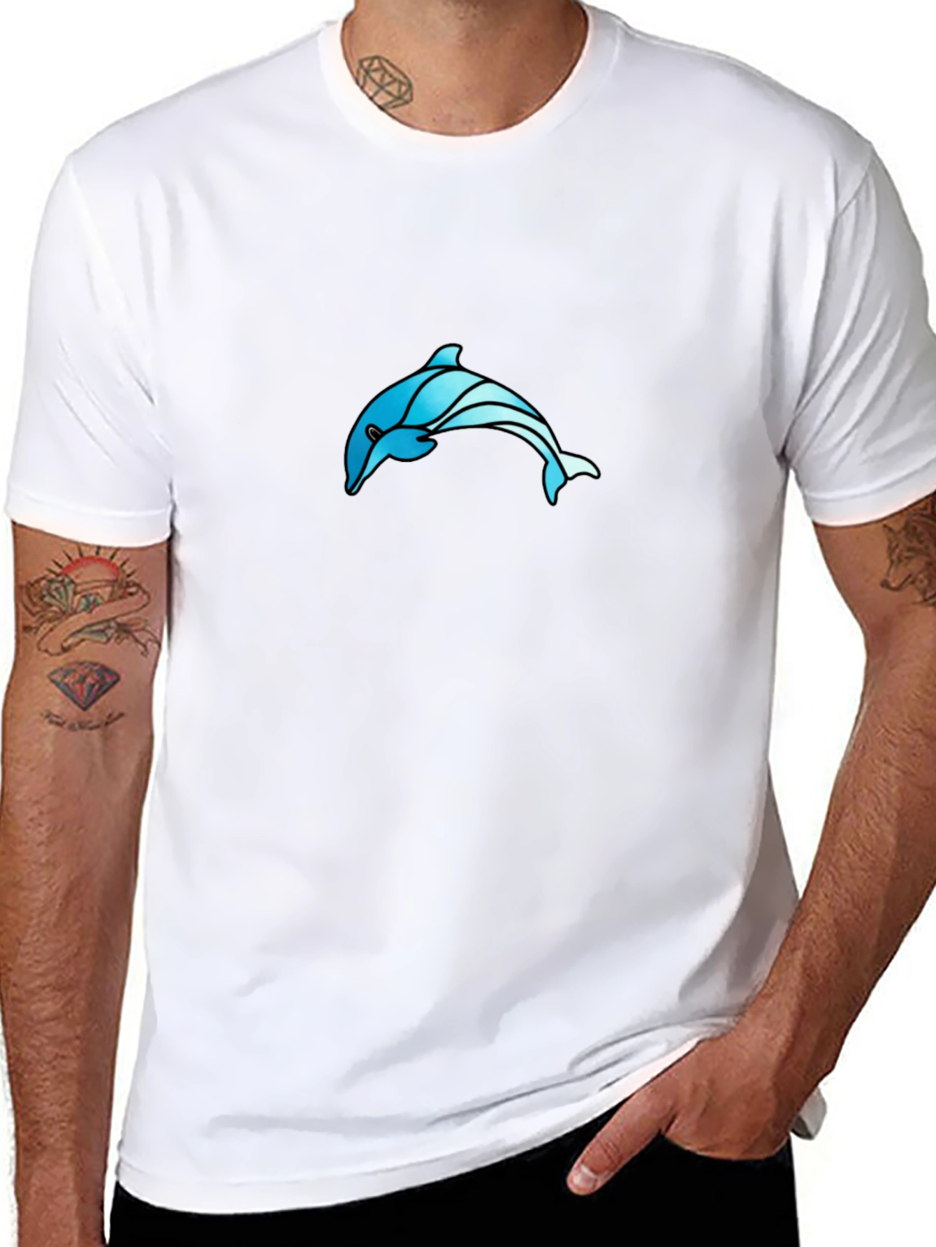 Black Dolphin T-Shirt - Cool Ocean Graphic Tee
