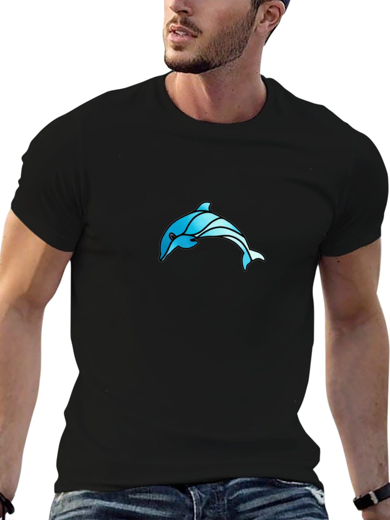Black Dolphin T-Shirt - Cool Ocean Graphic Tee