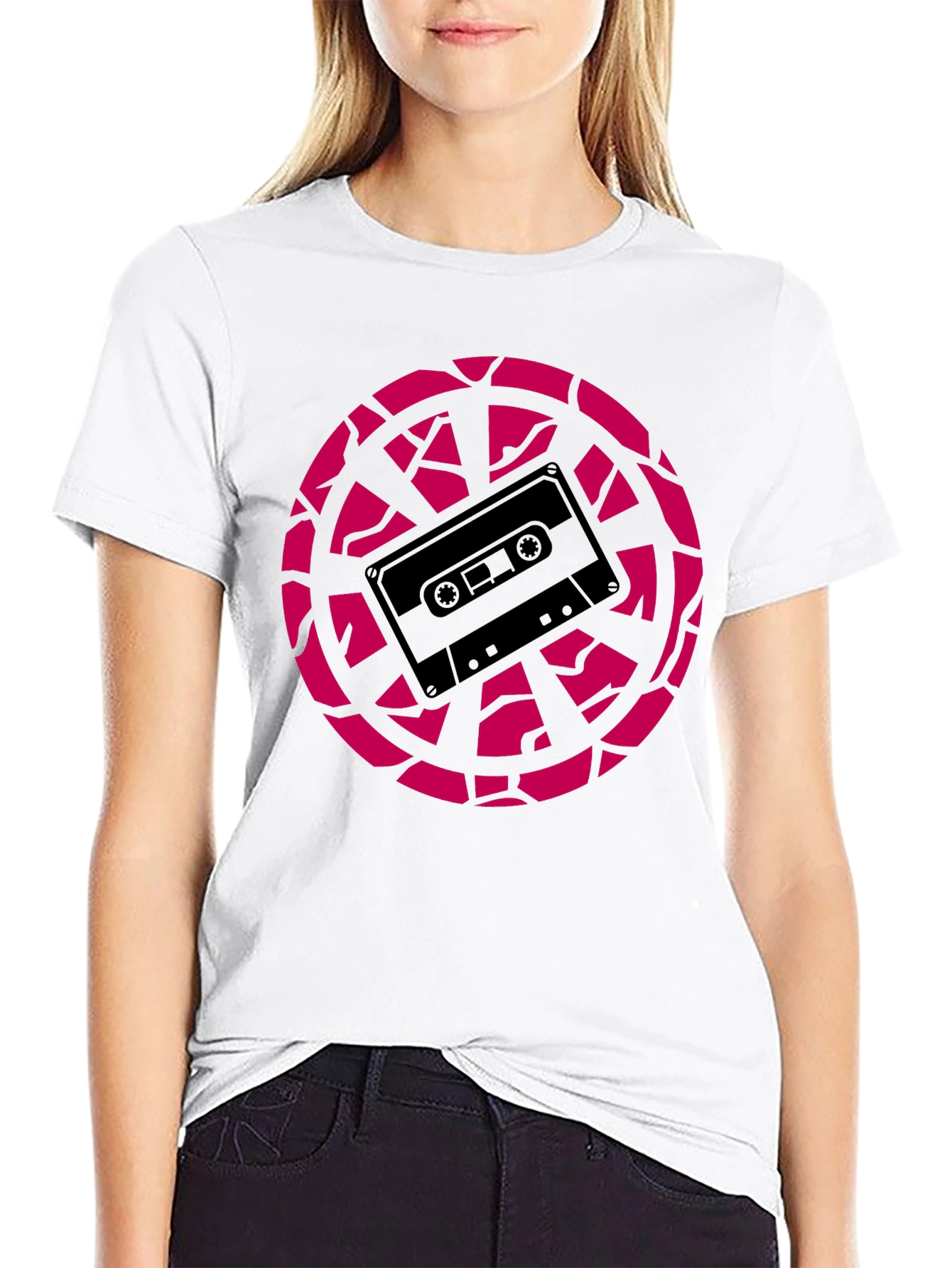 Retro Cassette Tape Graphic Tee - Black