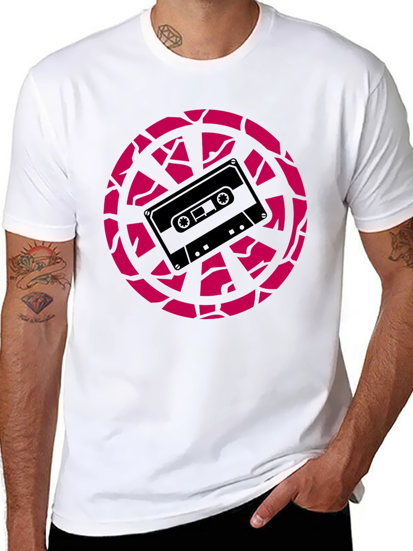 Retro Cassette Tape Graphic Tee - Black