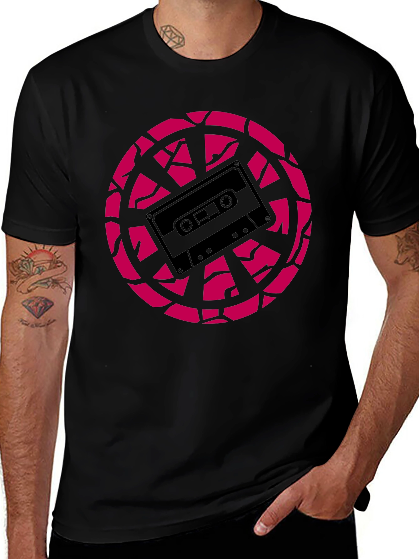Retro Cassette Tape Graphic Tee - Black