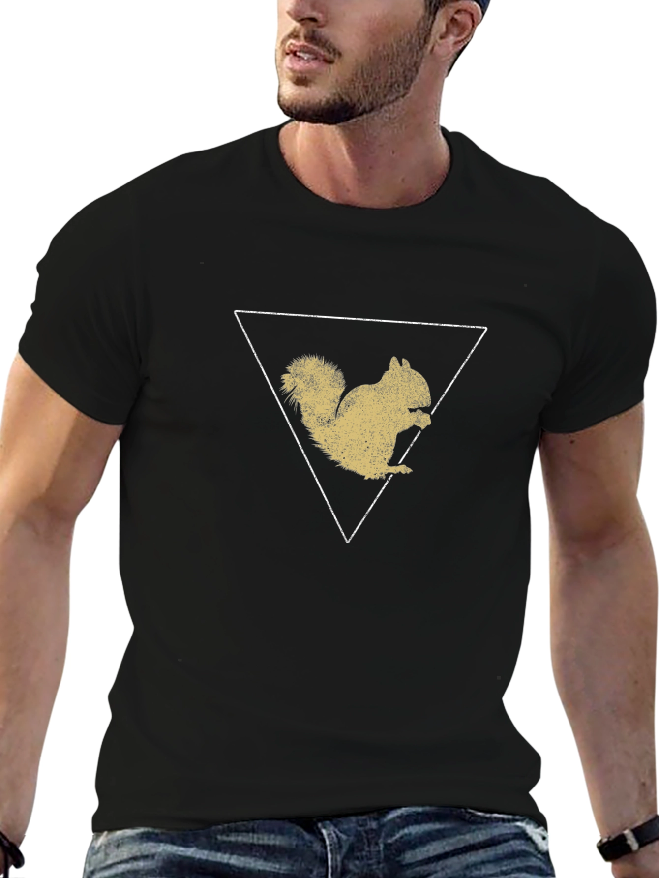 Squirrel Triangle Graphic Tee - Black