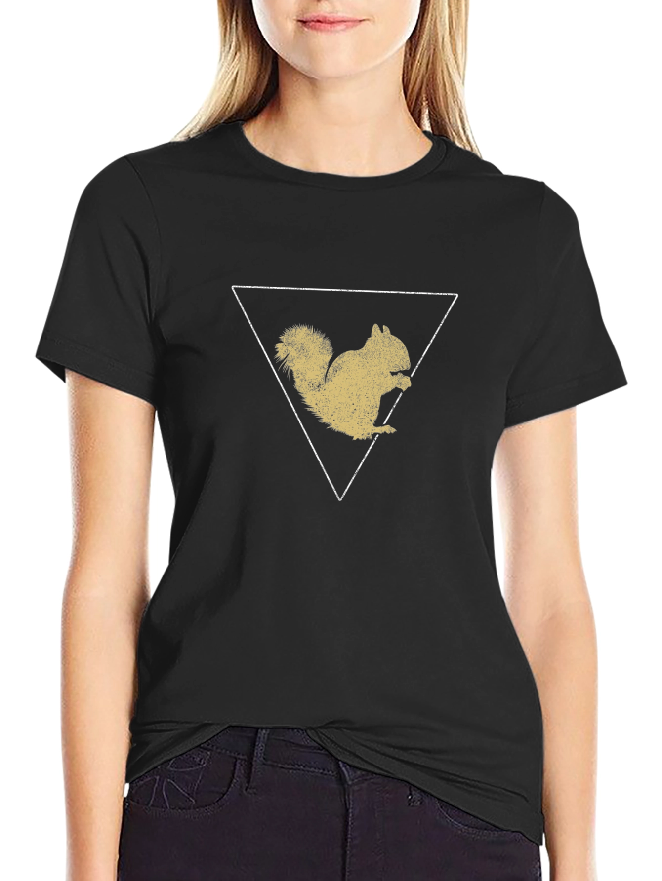 Squirrel Triangle Graphic Tee - Black