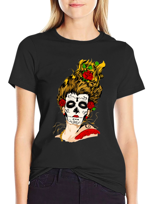 Sugar Skull Girl Graphic Tee - Day of the Dead T-Shirt