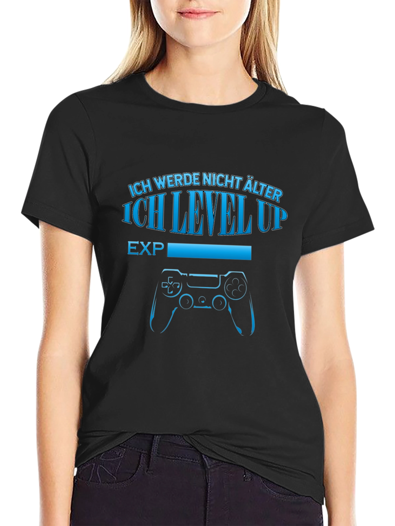 Gamer Level Up T-Shirt - German Saying Novelty Tee