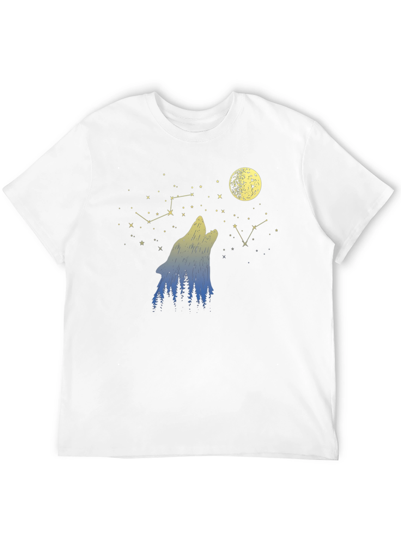 Wolf Moon Stars Black Graphic Tee