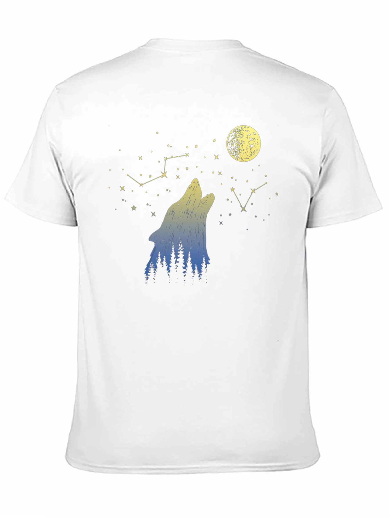 Wolf Moon Stars Black Graphic Tee