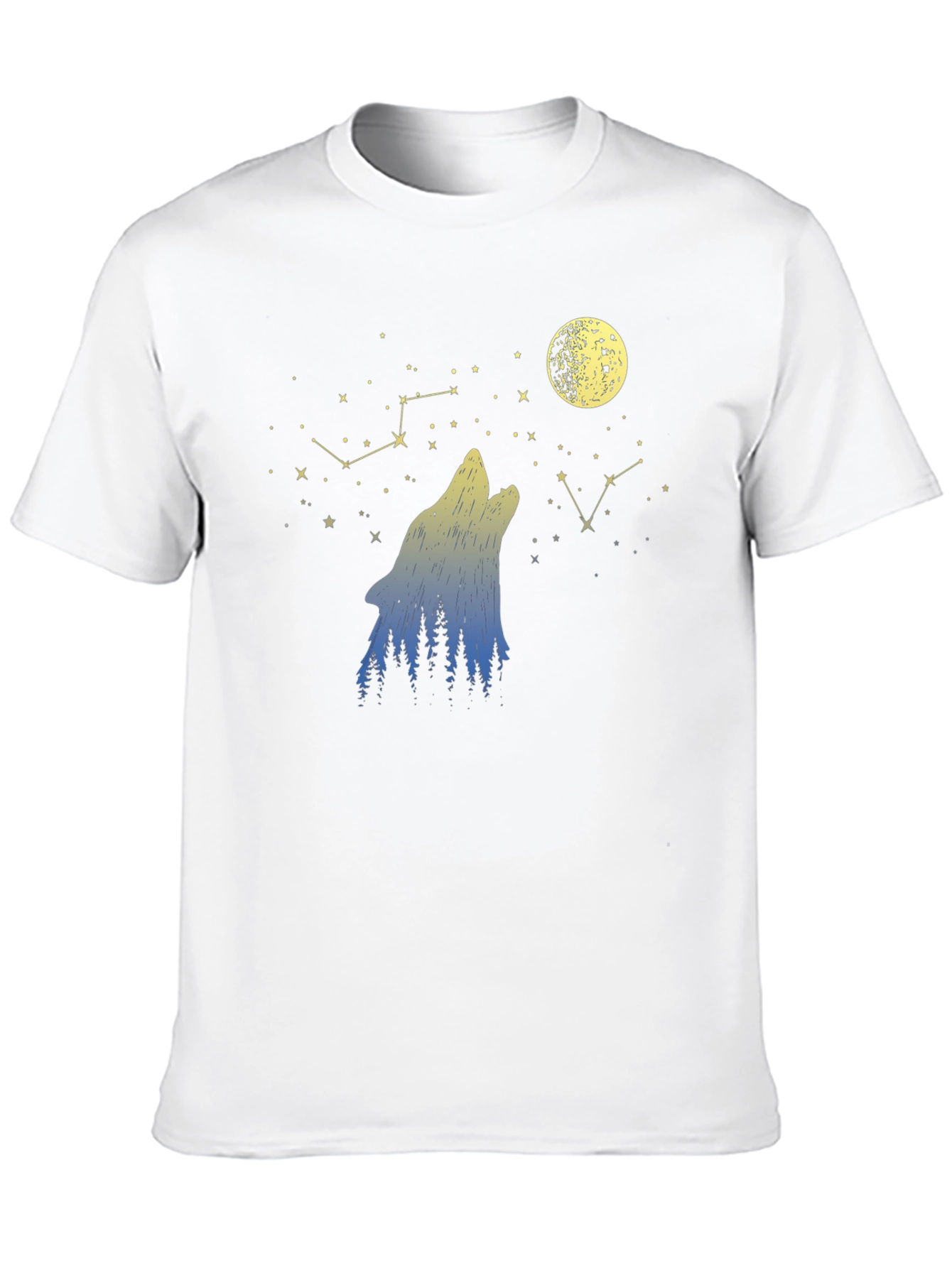 Wolf Moon Stars Black Graphic Tee