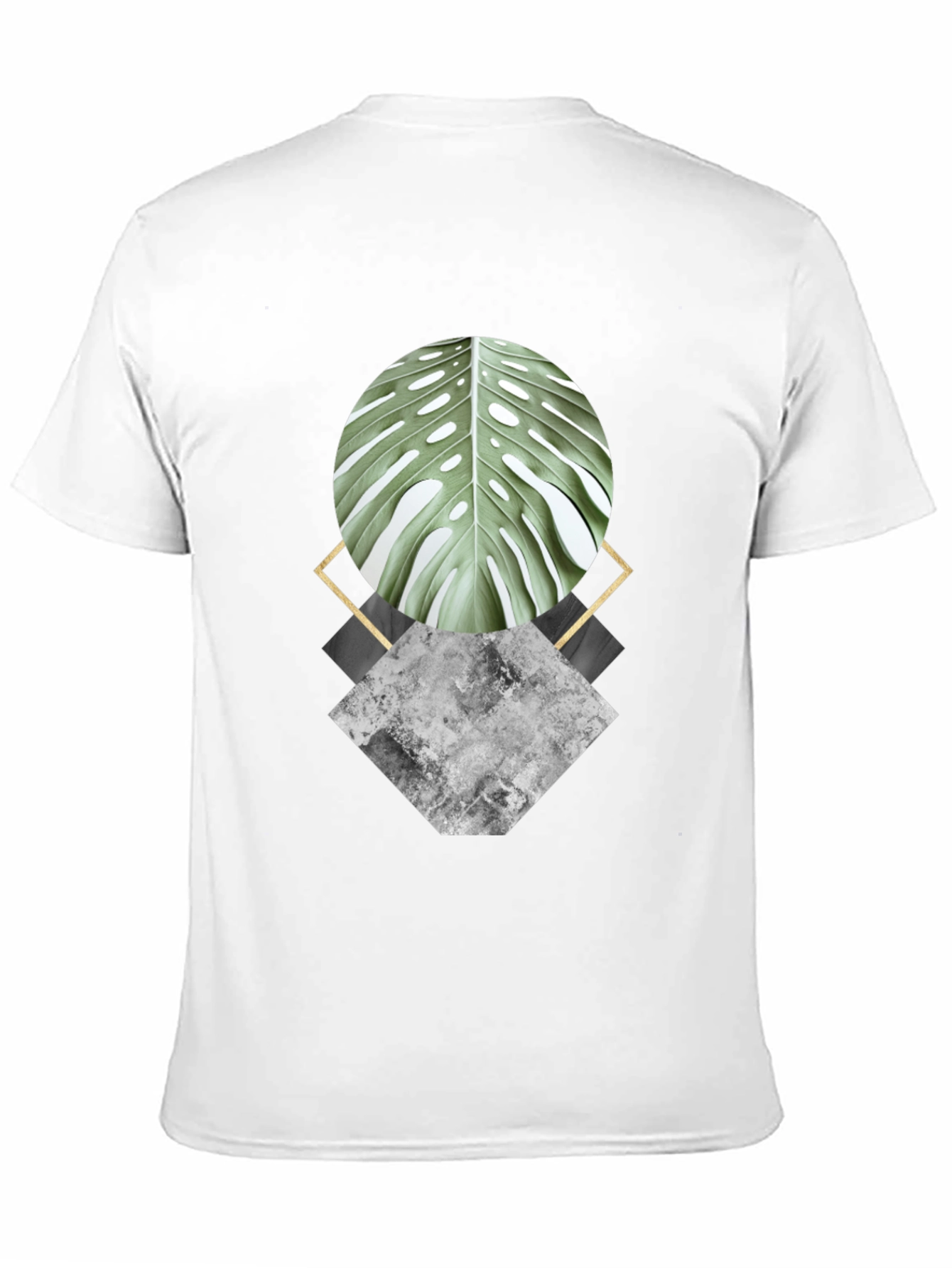 Geometric Leaf Graphic Black T-Shirt