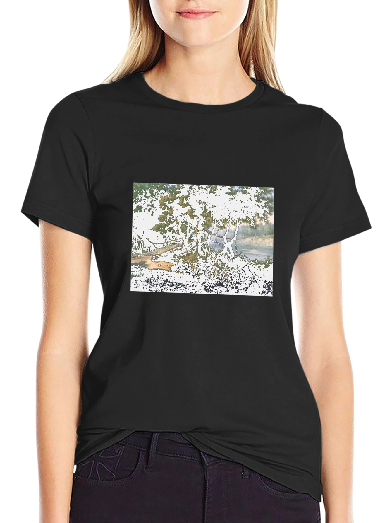 Nature Scene Black T-Shirt