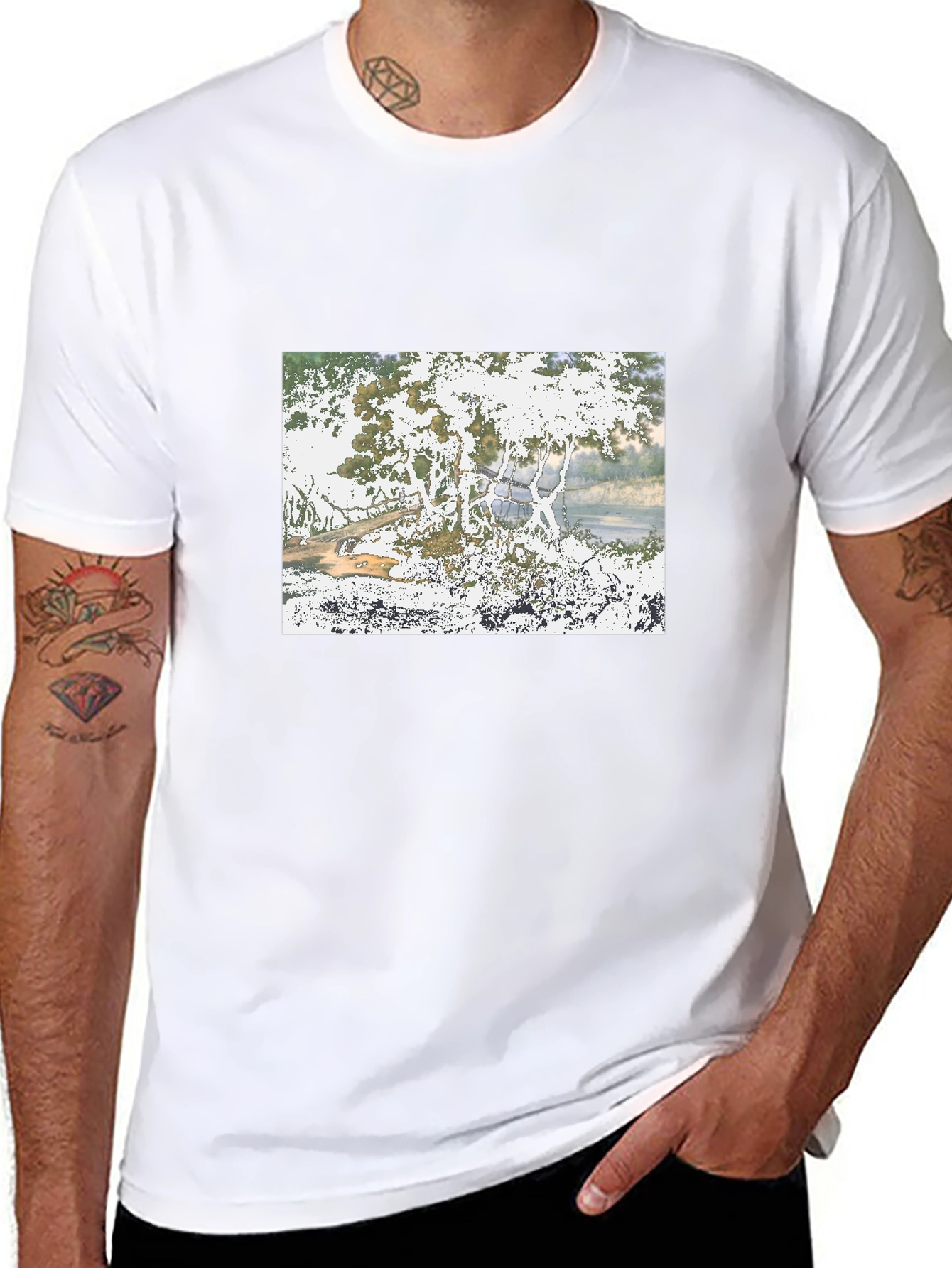 Nature Scene Black T-Shirt