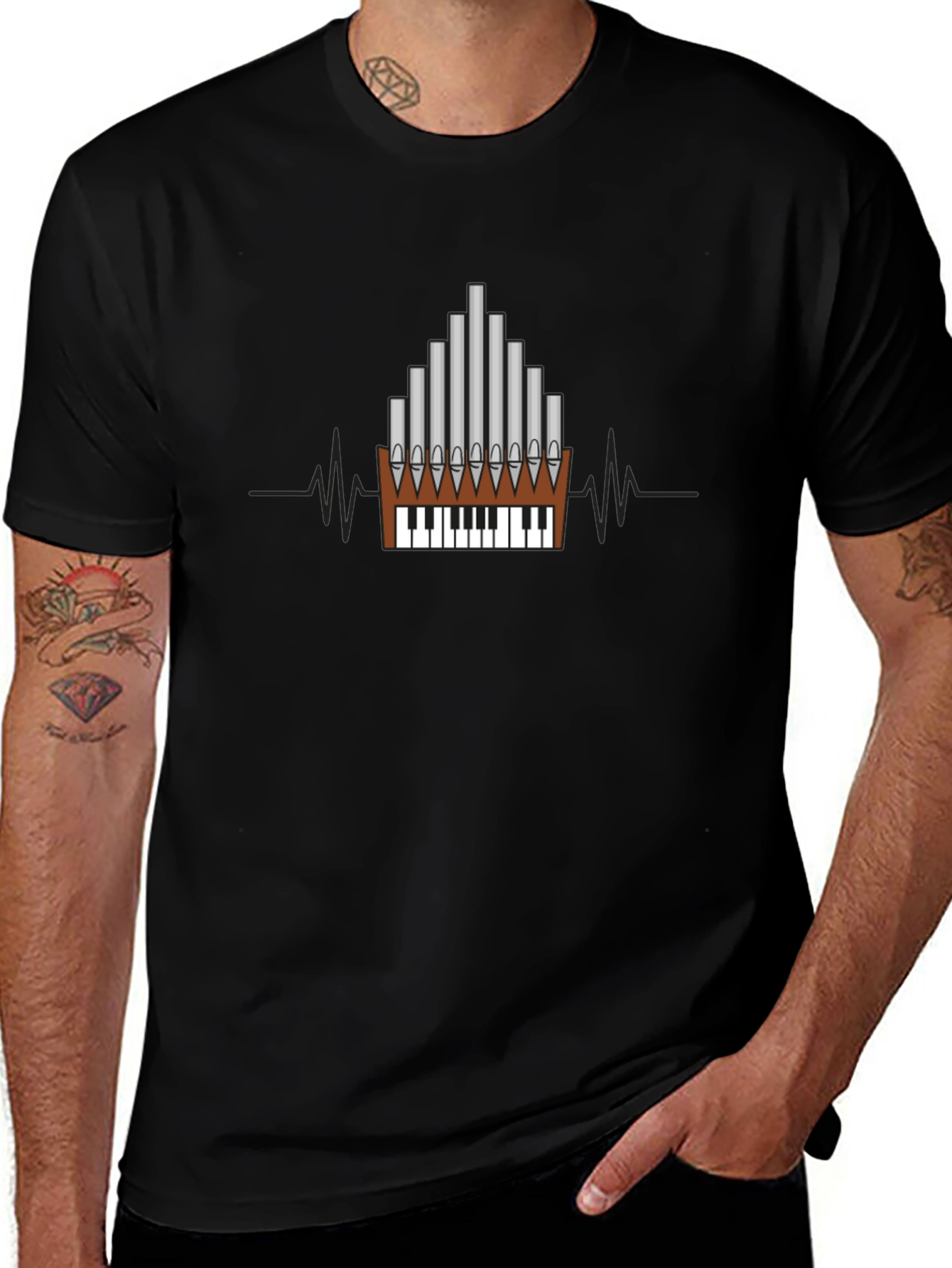 Organ Keyboard Heartbeat T-Shirt
