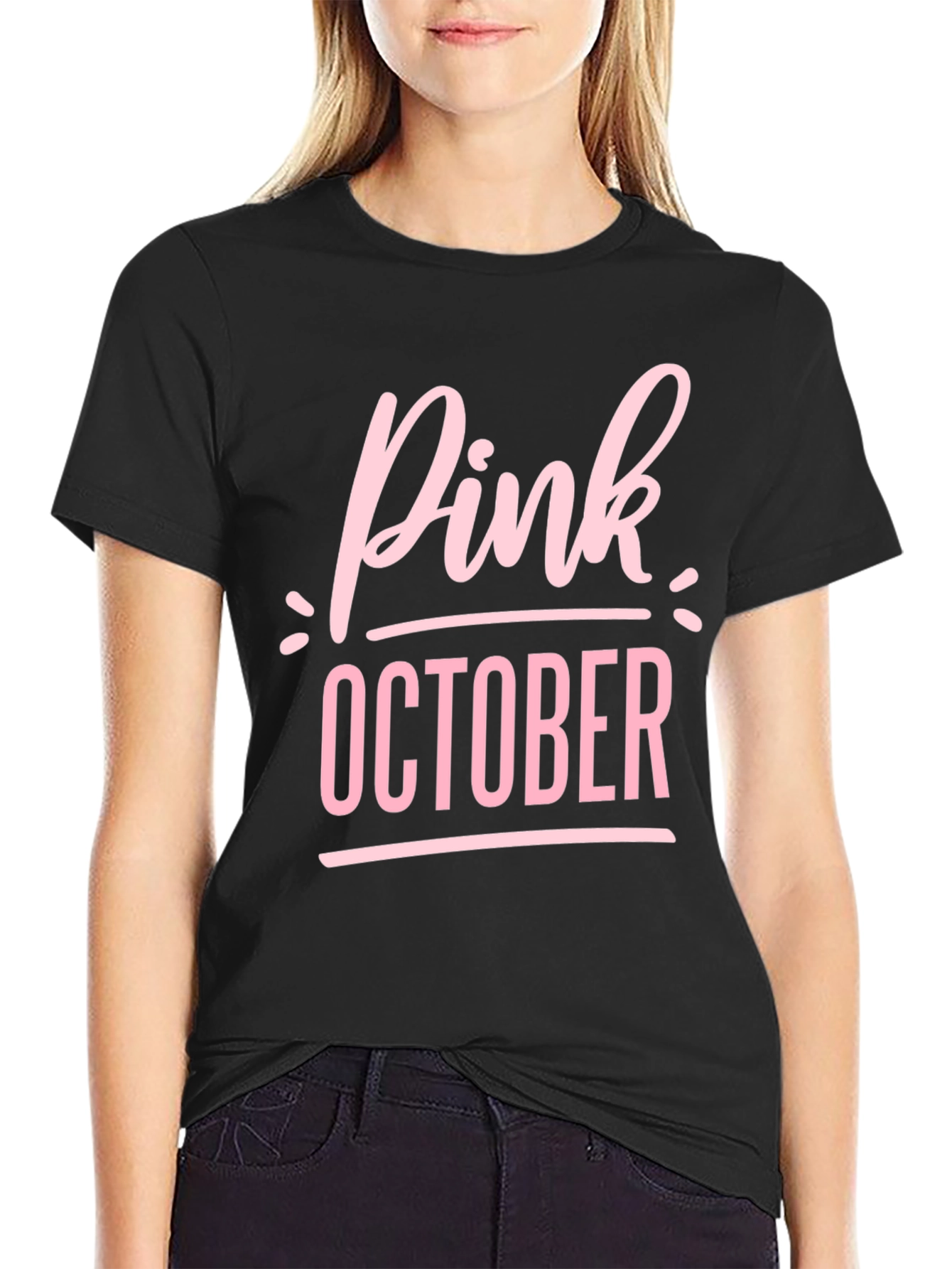 Pink October Black T-Shirt