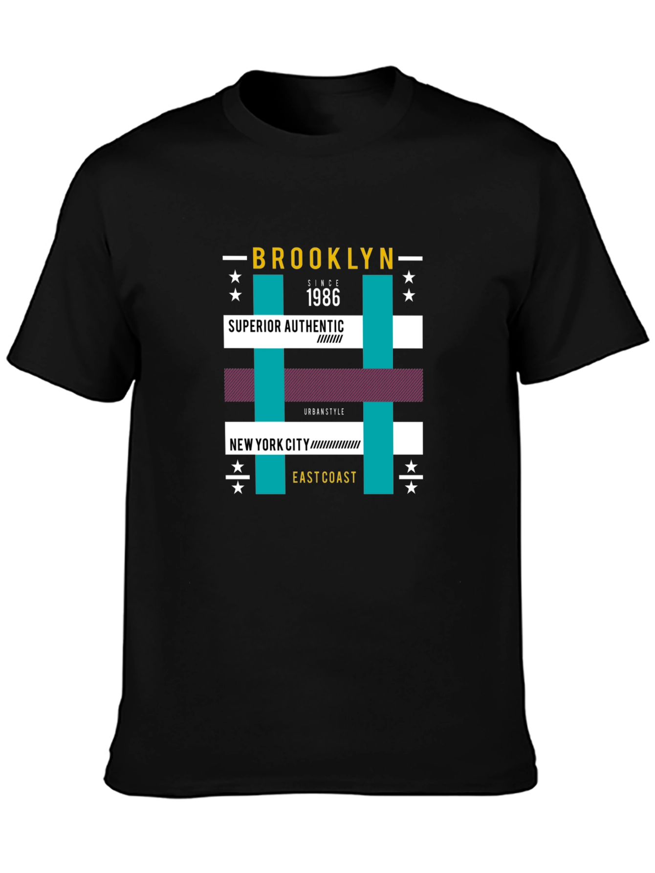 Brooklyn 1986 Graphic Print Black T-Shirt