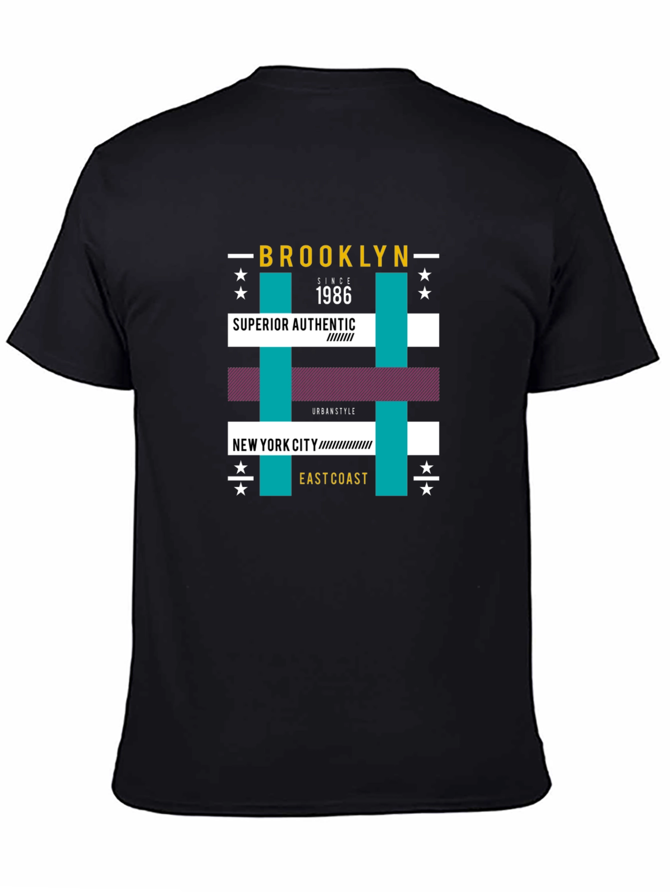 Brooklyn 1986 Graphic Print Black T-Shirt