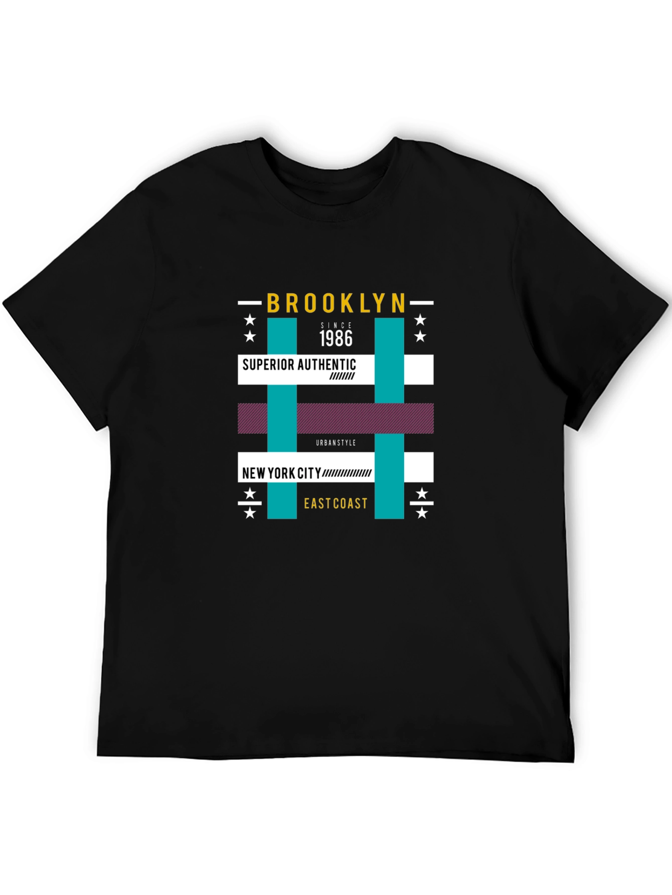 Brooklyn 1986 Graphic Print Black T-Shirt