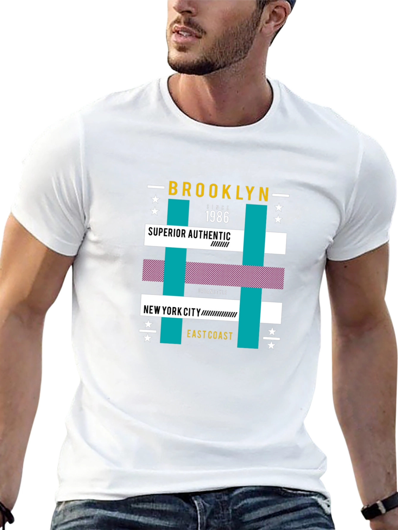Brooklyn 1986 Graphic Print Black T-Shirt