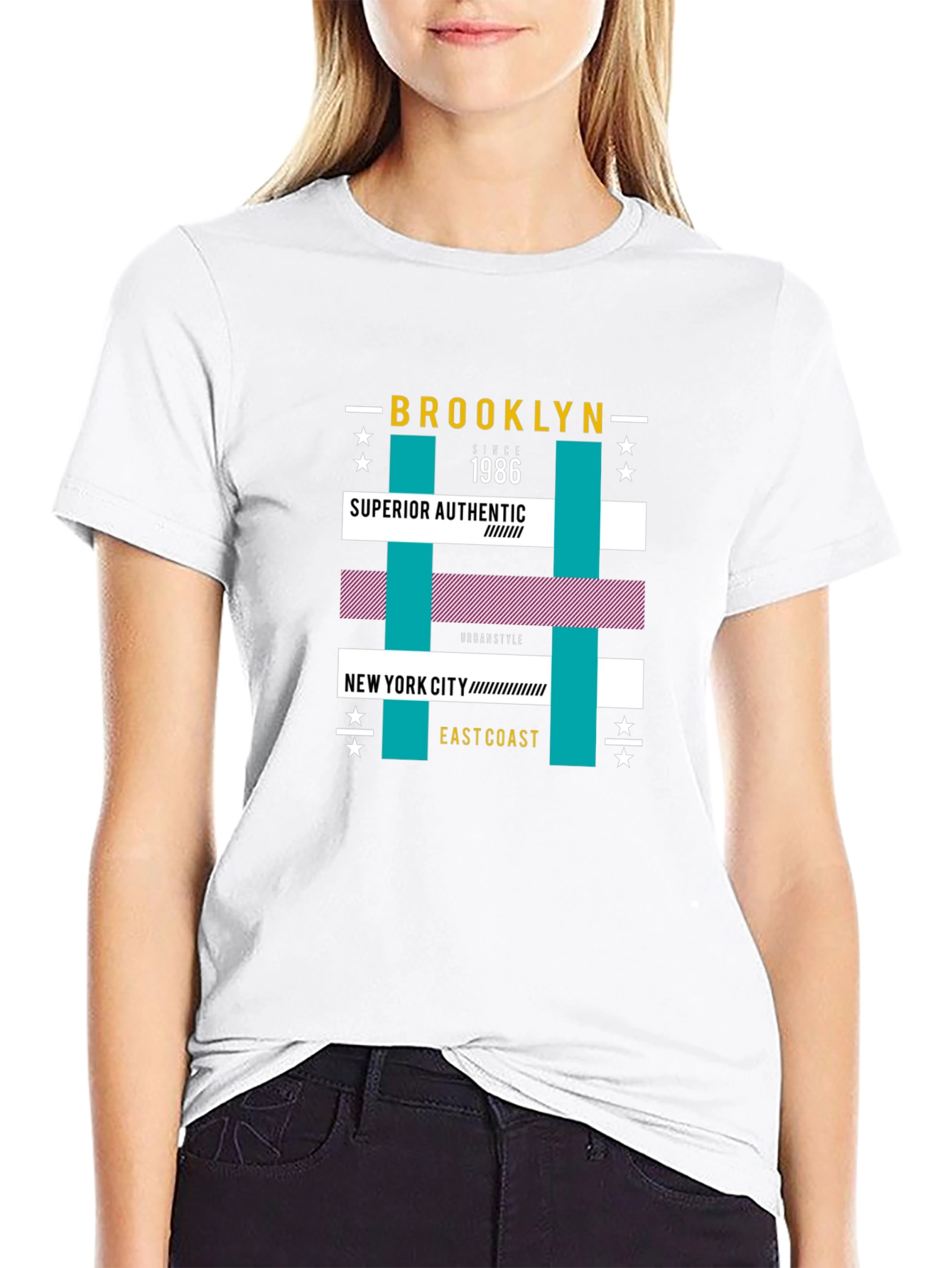 Brooklyn 1986 Graphic Print Black T-Shirt